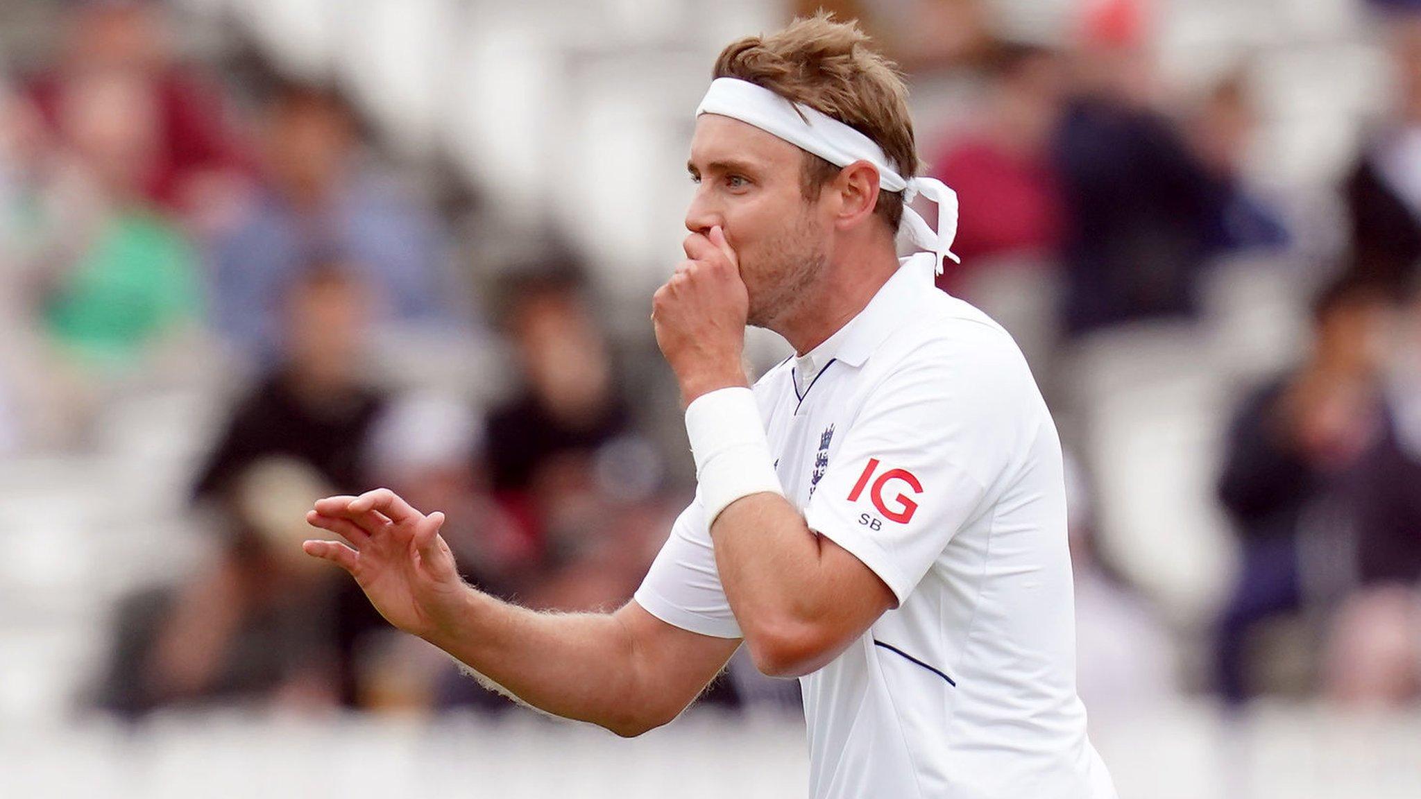 England's Stuart Broad celebrates the wicket of Ireland's Harry Tector