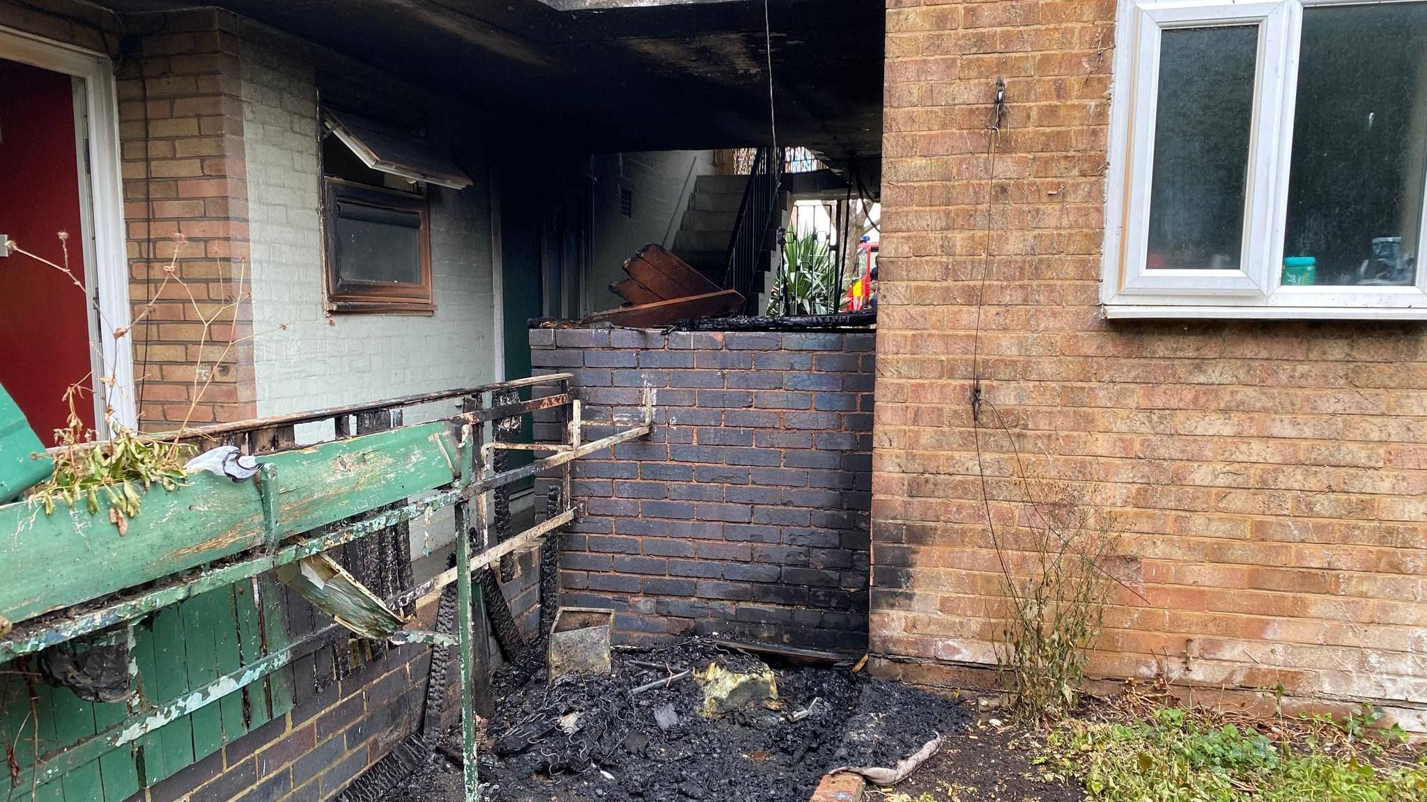 Fire damage to the block of flats