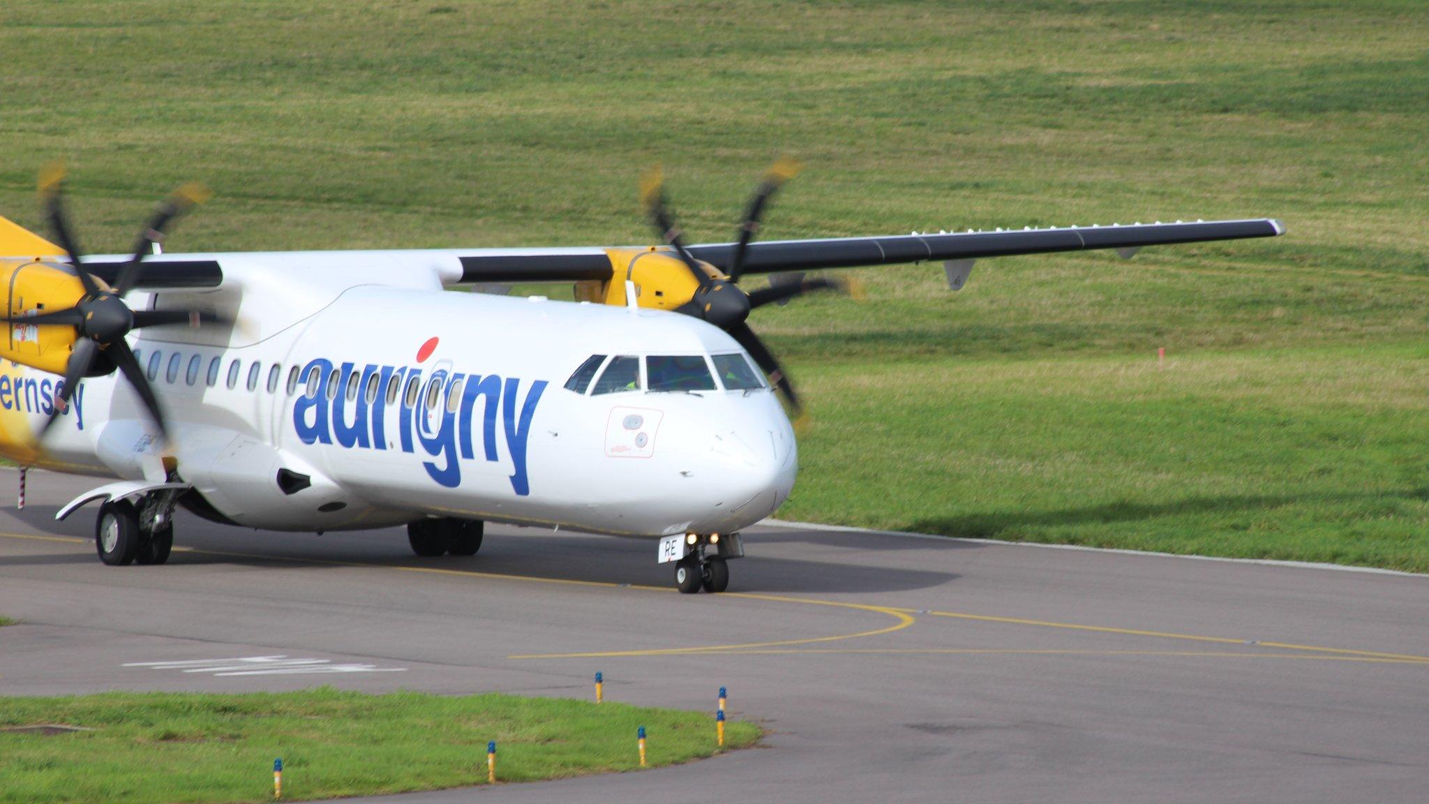 Aurigny plane at Guernsey Airport