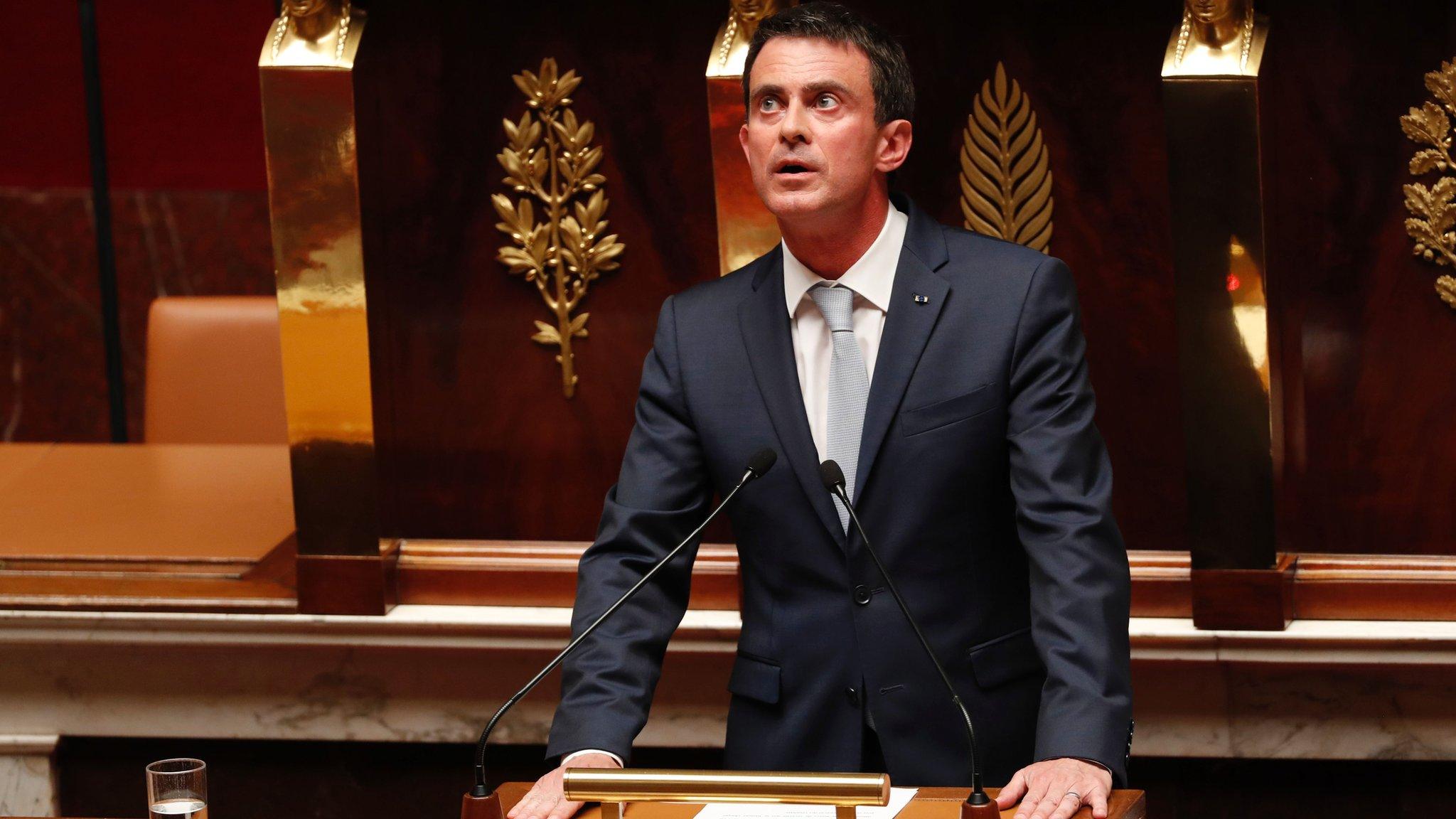 French Prime Minister Manuel Valls speaks during debate to extend the country's state of emergency at the French National Assembly in Paris on July 19, 2016