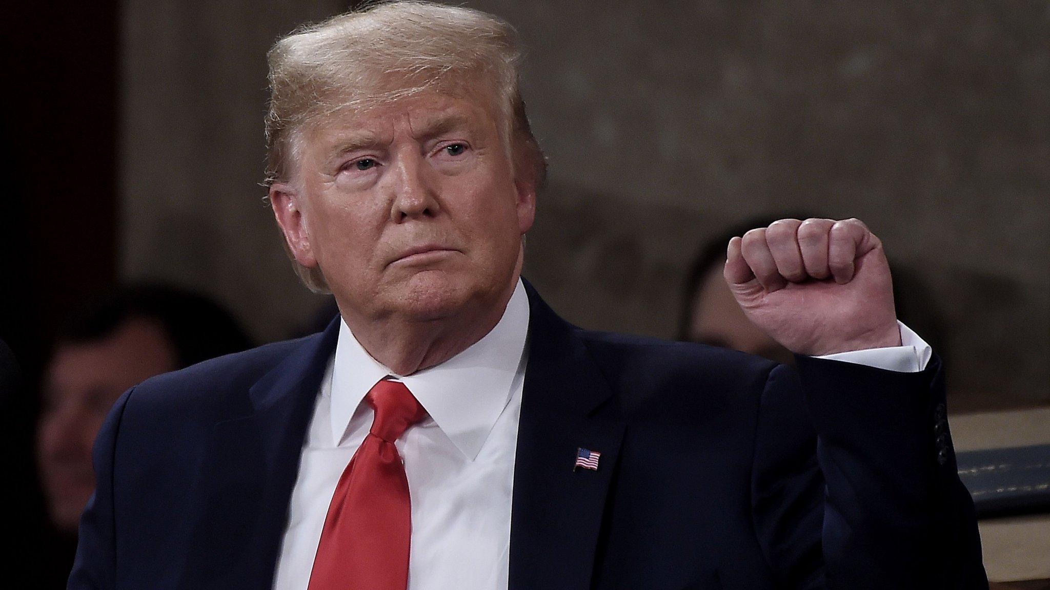 President Donald Trump at the US Capitol Building on 4 February 2020