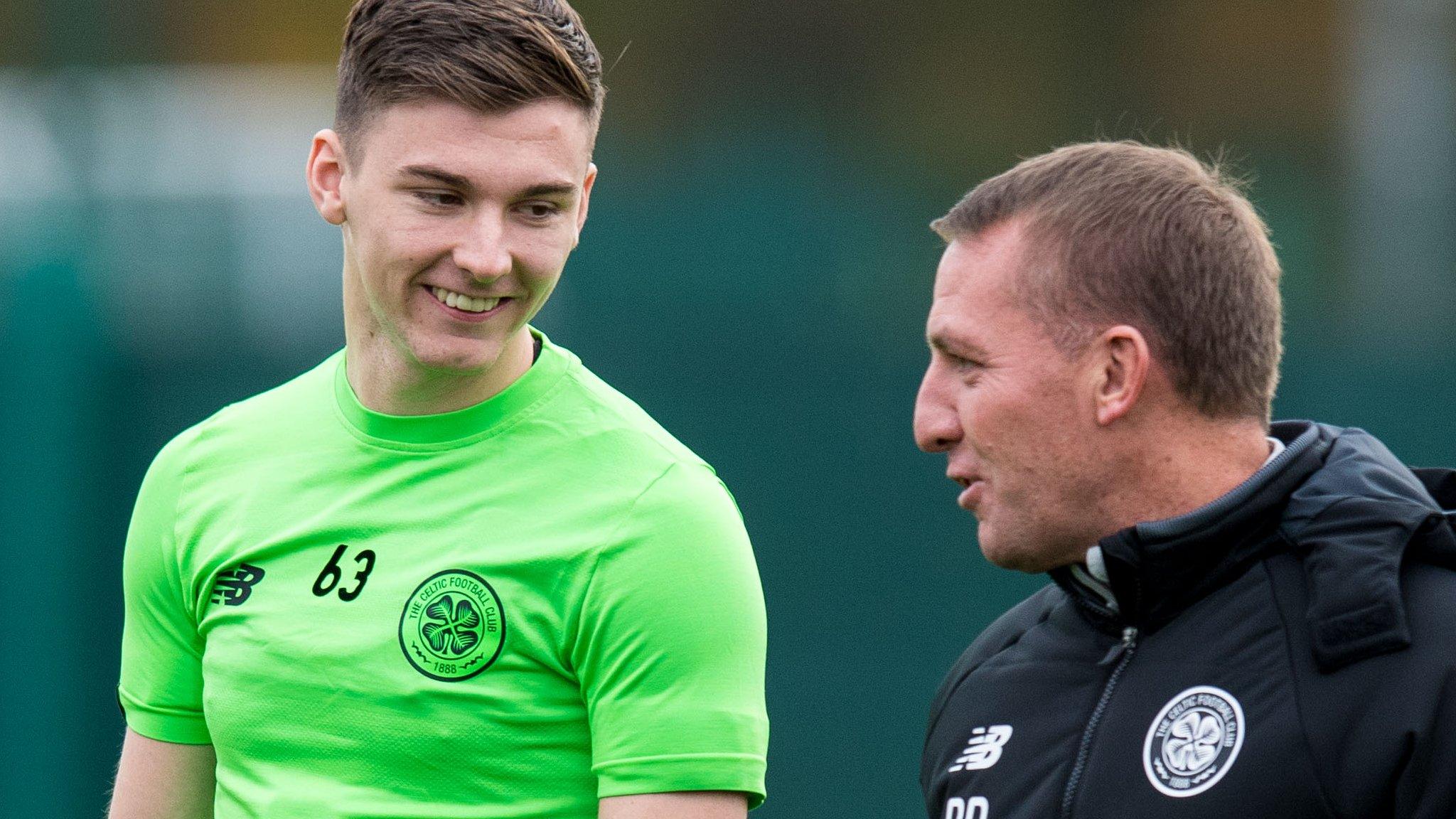 Kieran Tierney and Celtic manager Brendan Rodgers