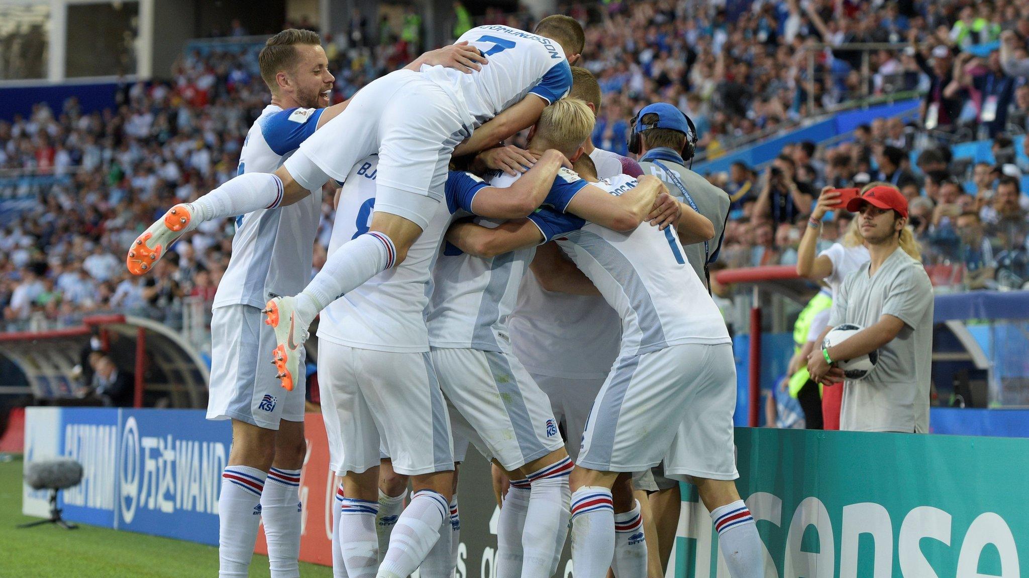 Iceland celebrate equalising against Argentina