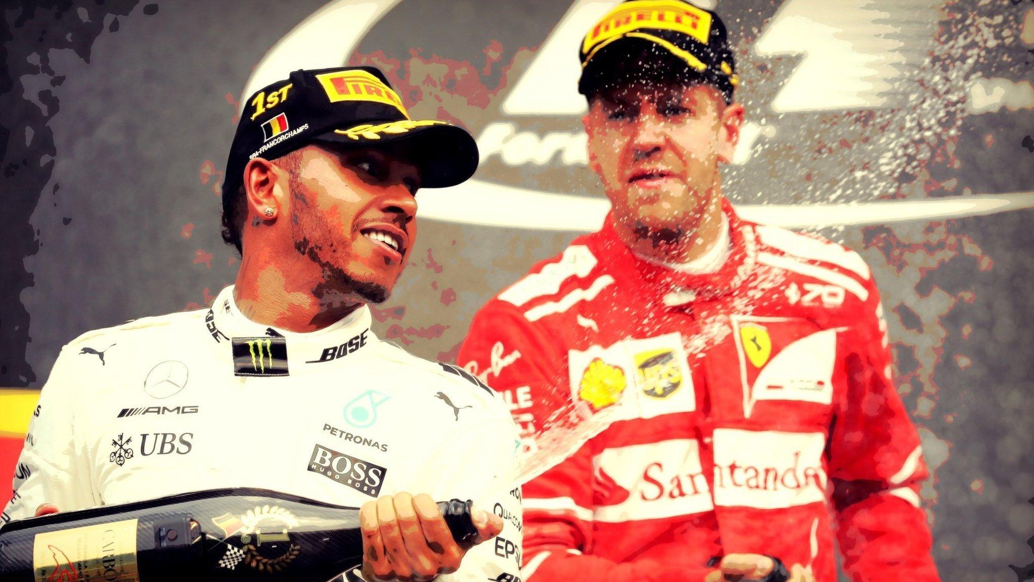 Lewis Hamilton and Sebastian Vettel at Spa