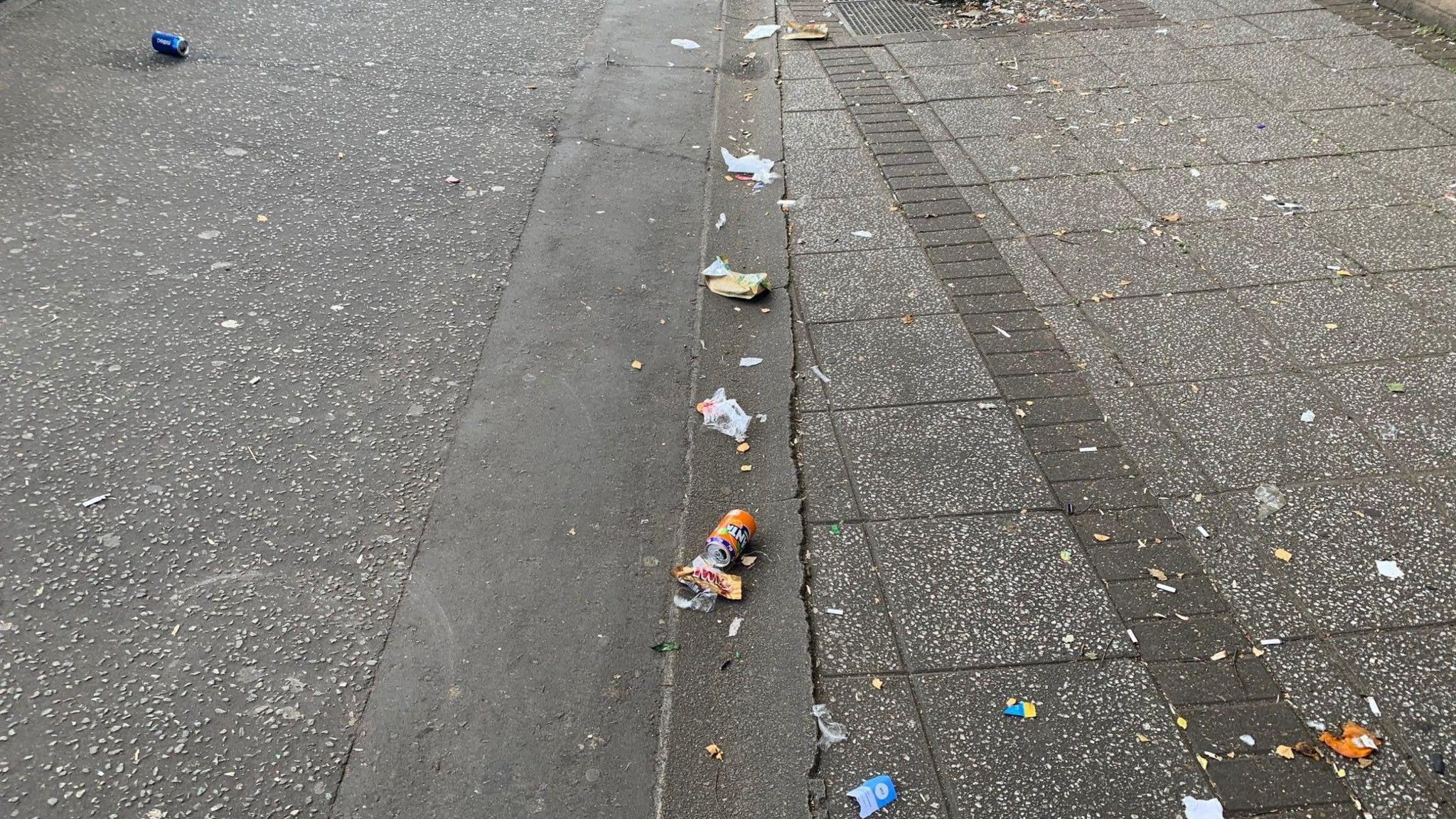 Litter on the pavement 