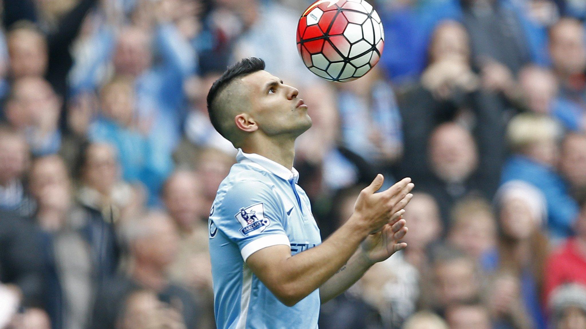 Aguero celebrates his hattrick