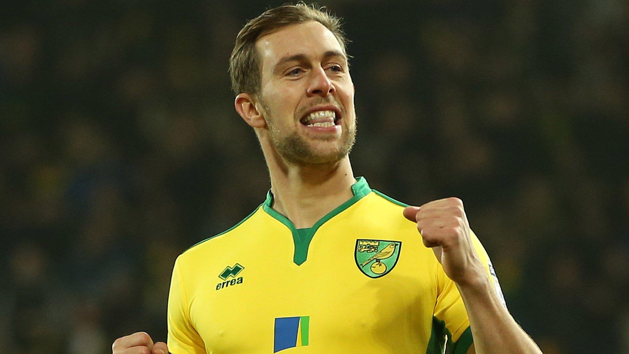 Steven Whittaker celebrates scoring for Norwich