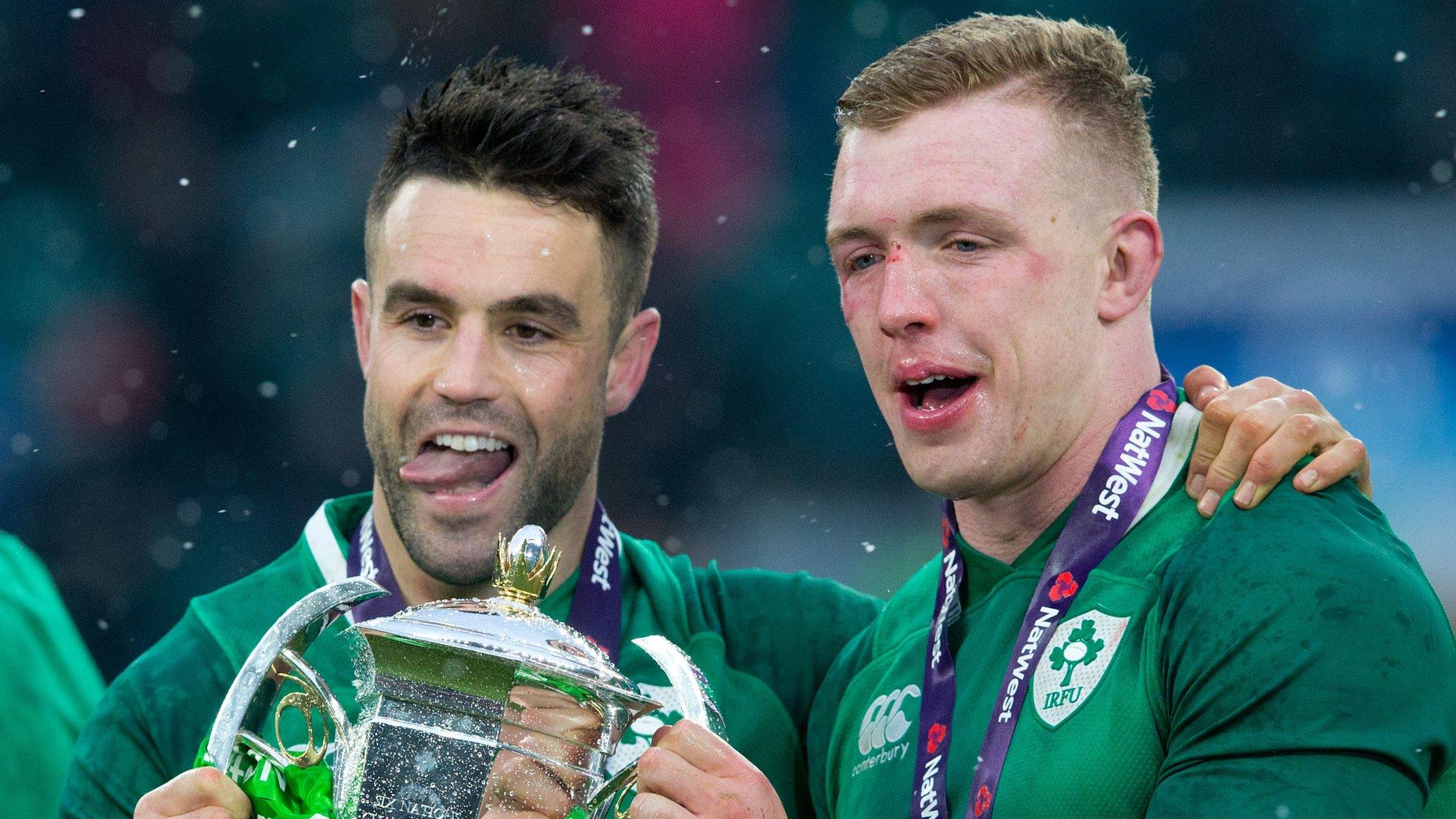 Conor Murray and Dan Leavy celebrates Ireland's Slam