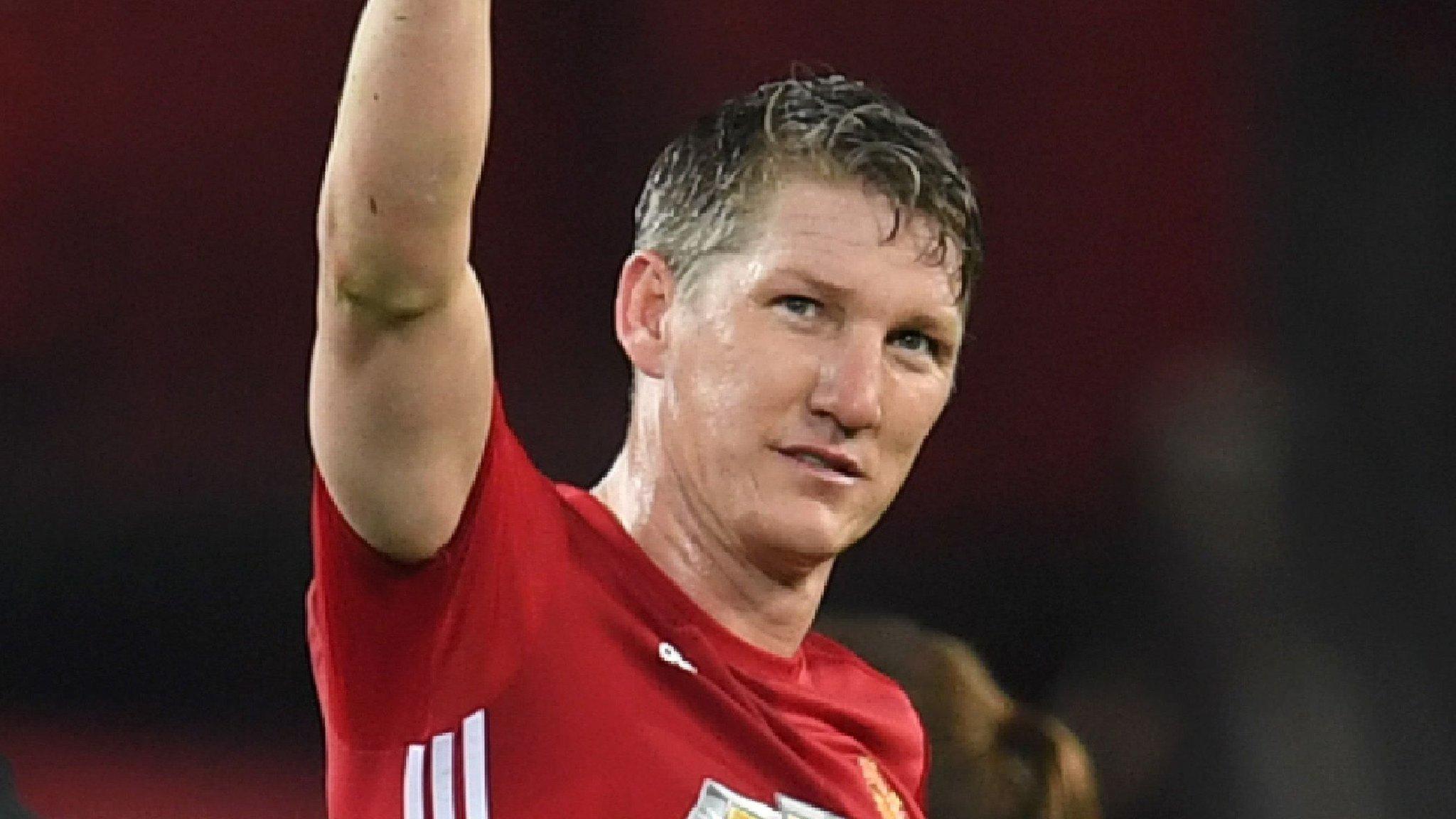 Bastian Schweinsteiger celebrates scoring for Manchester United