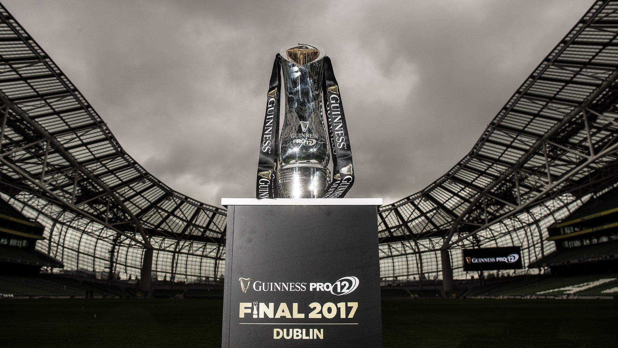 The Pro12 trophy at the Aviva Stadium