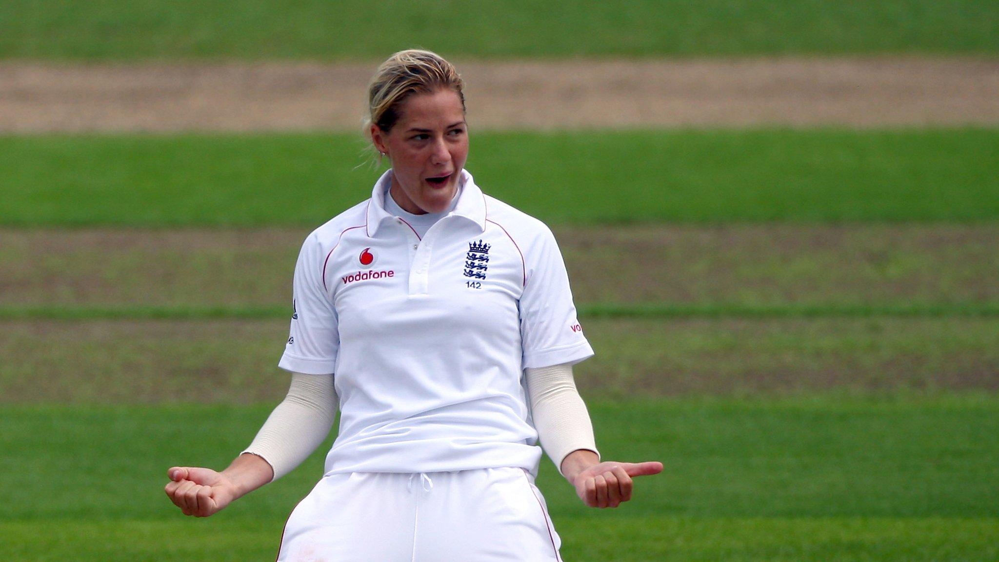 July 11, 2009, Worcester: Sciver-Brunt celebrates the dismissal of Australia's Lauren Ebsary during day two of the first Test of the 2009 Ashes. Since her Test debut in 2004, Brunt took 51 wickets in 14 matches.