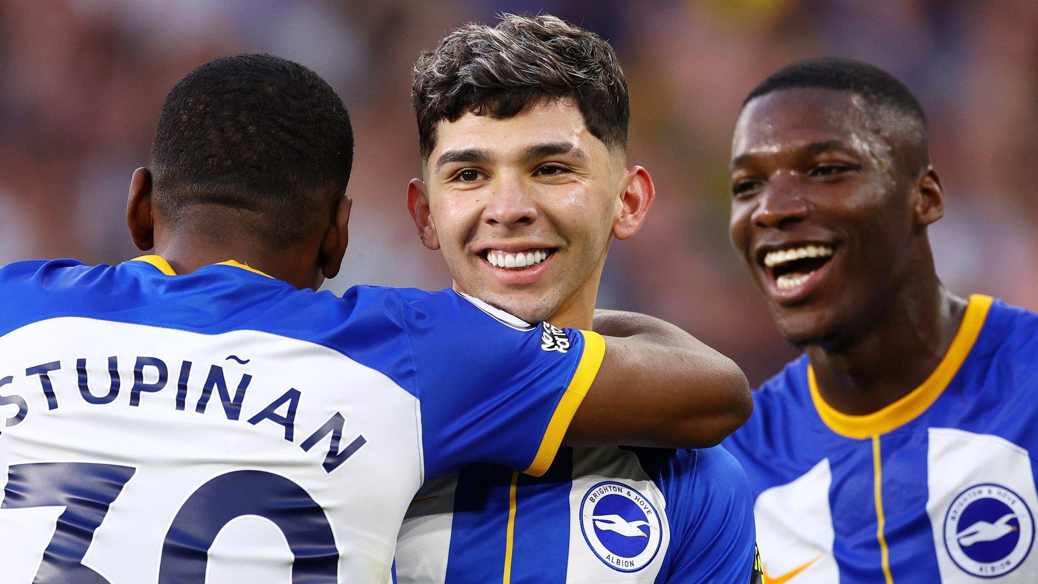 Brighton's Julio Enciso celebrates his goal