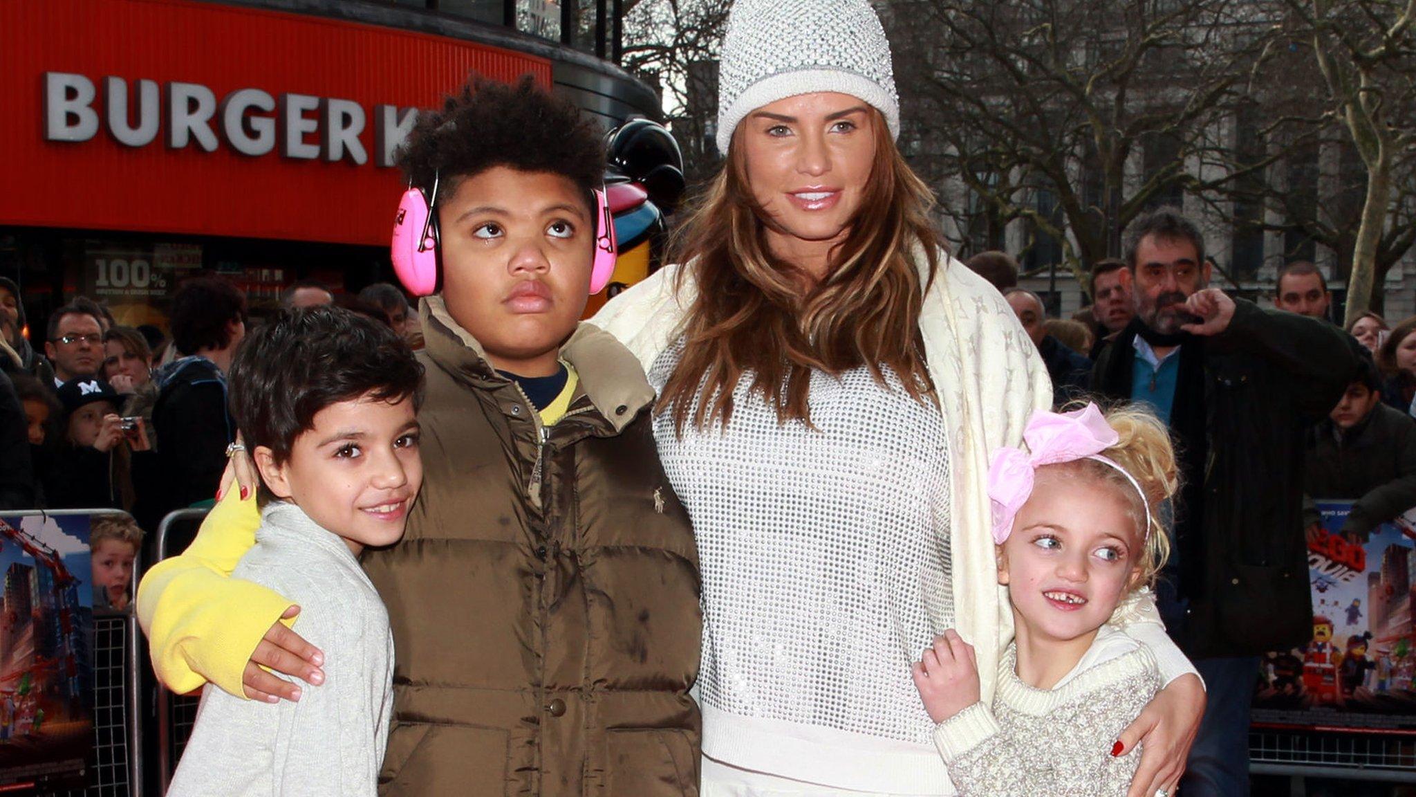 Katie Price with her children Junior (left), Harvey and Princess Tiaamii