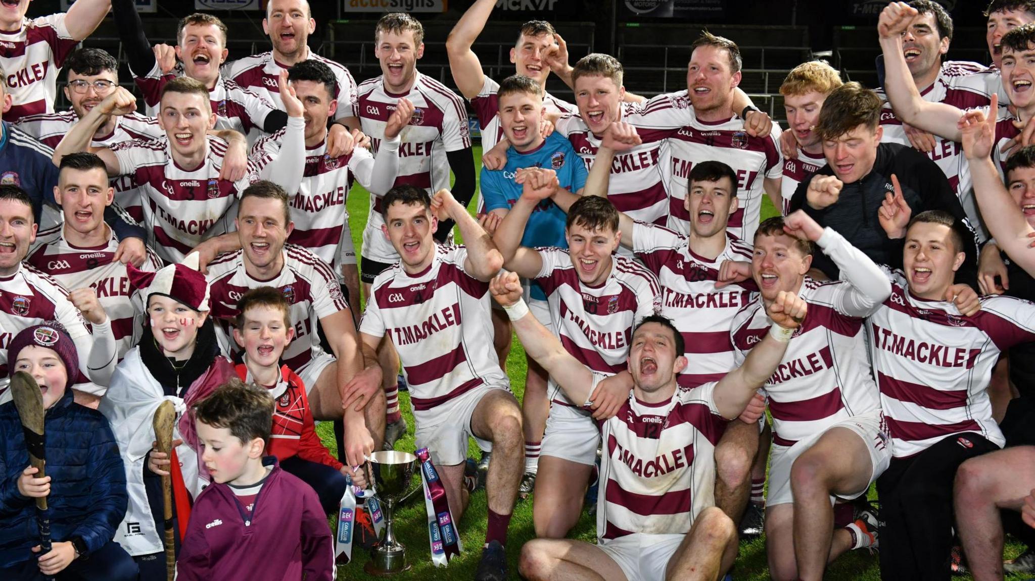 The Slaughtneil squad celebrate after the Ulster Club Final win over Portaferry two weeks ago