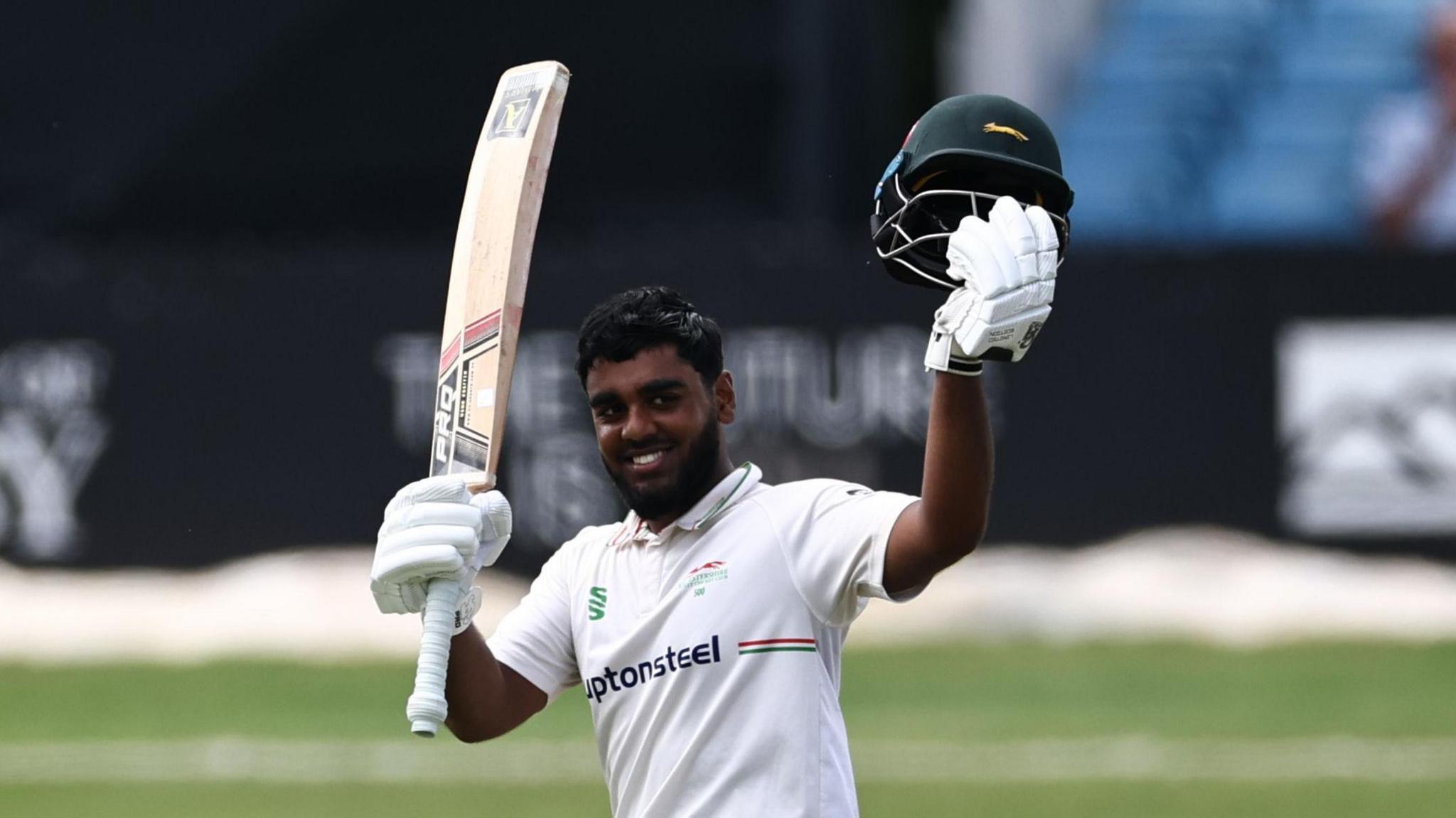 Rehan Ahmed celebrates a century