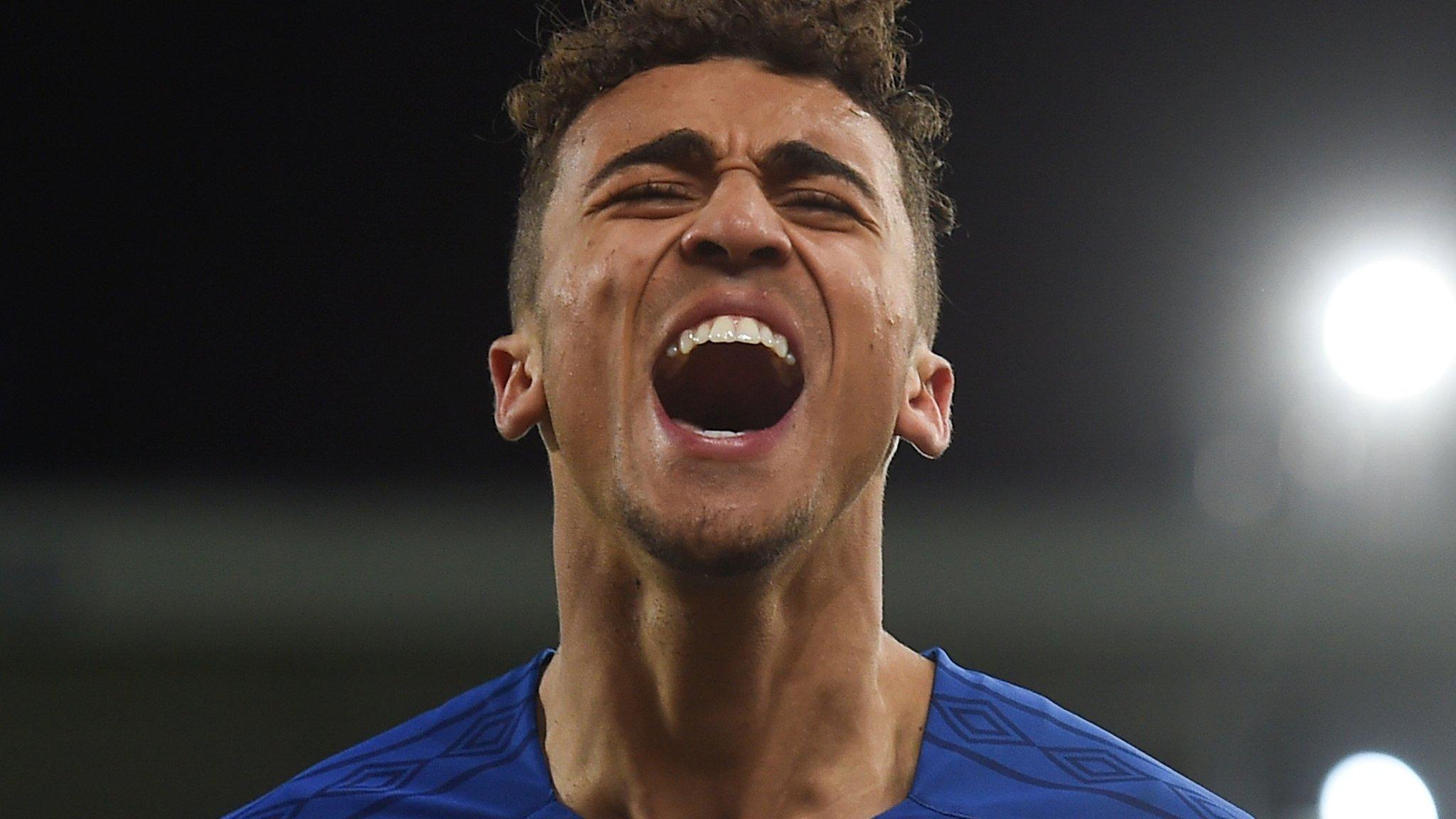 Everton's Dominic Calvert-Lewin celebrates scoring against Huddersfield Town