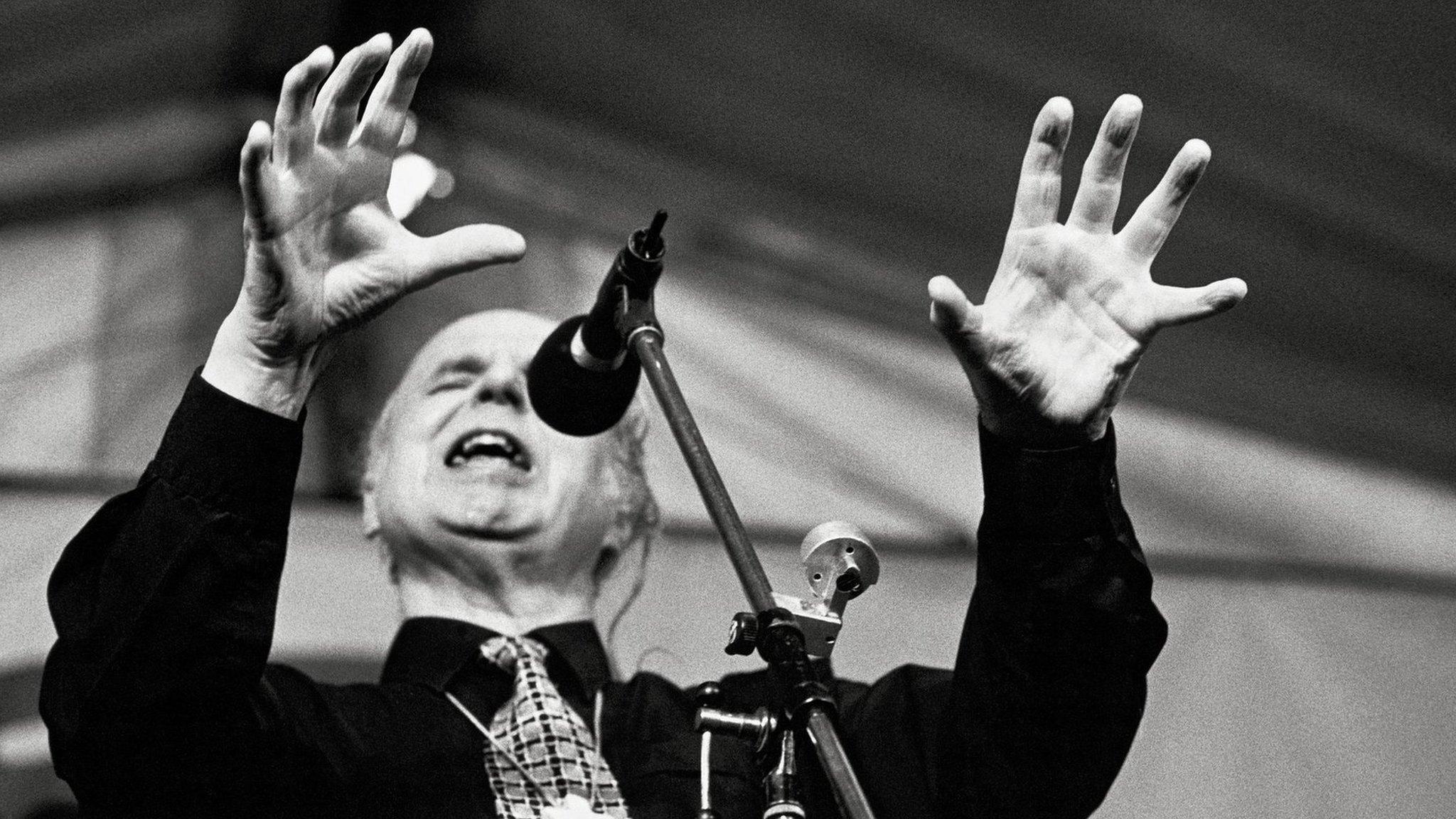 The Jesus Army founder, Noel Stanton, preaching at a rally