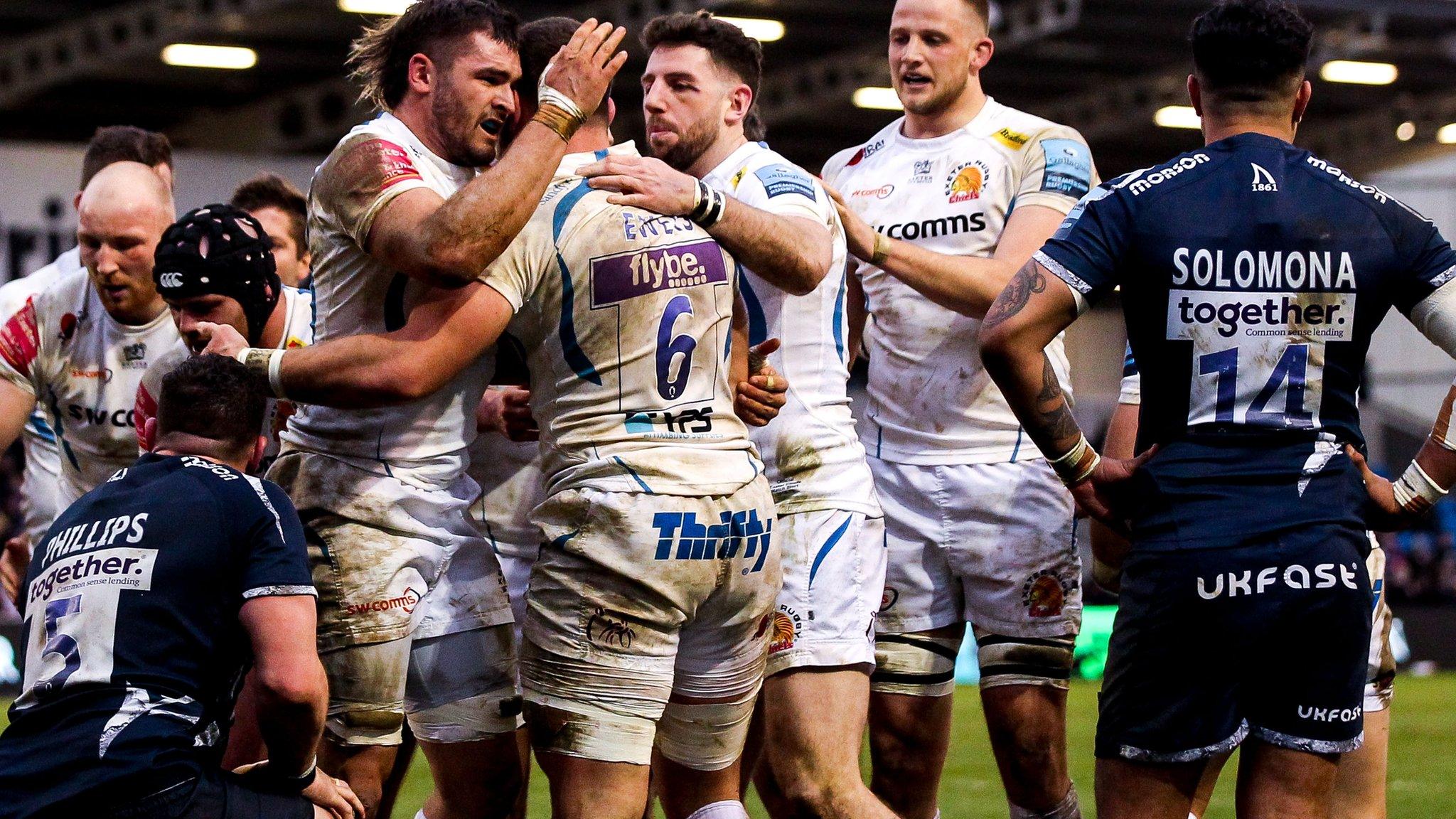 Exeter flanker Don Armand scored the second of the Chiefs' two first-half tries at the AJ Bell Stadium