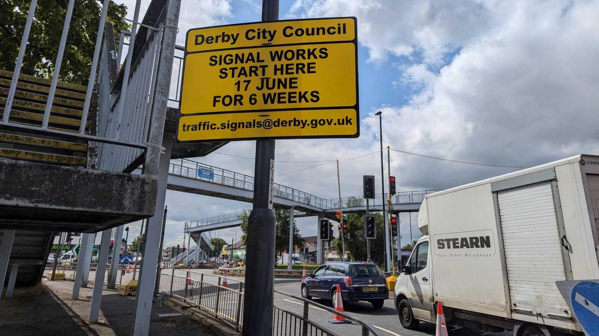 Roadworks at Derby's Spider Island