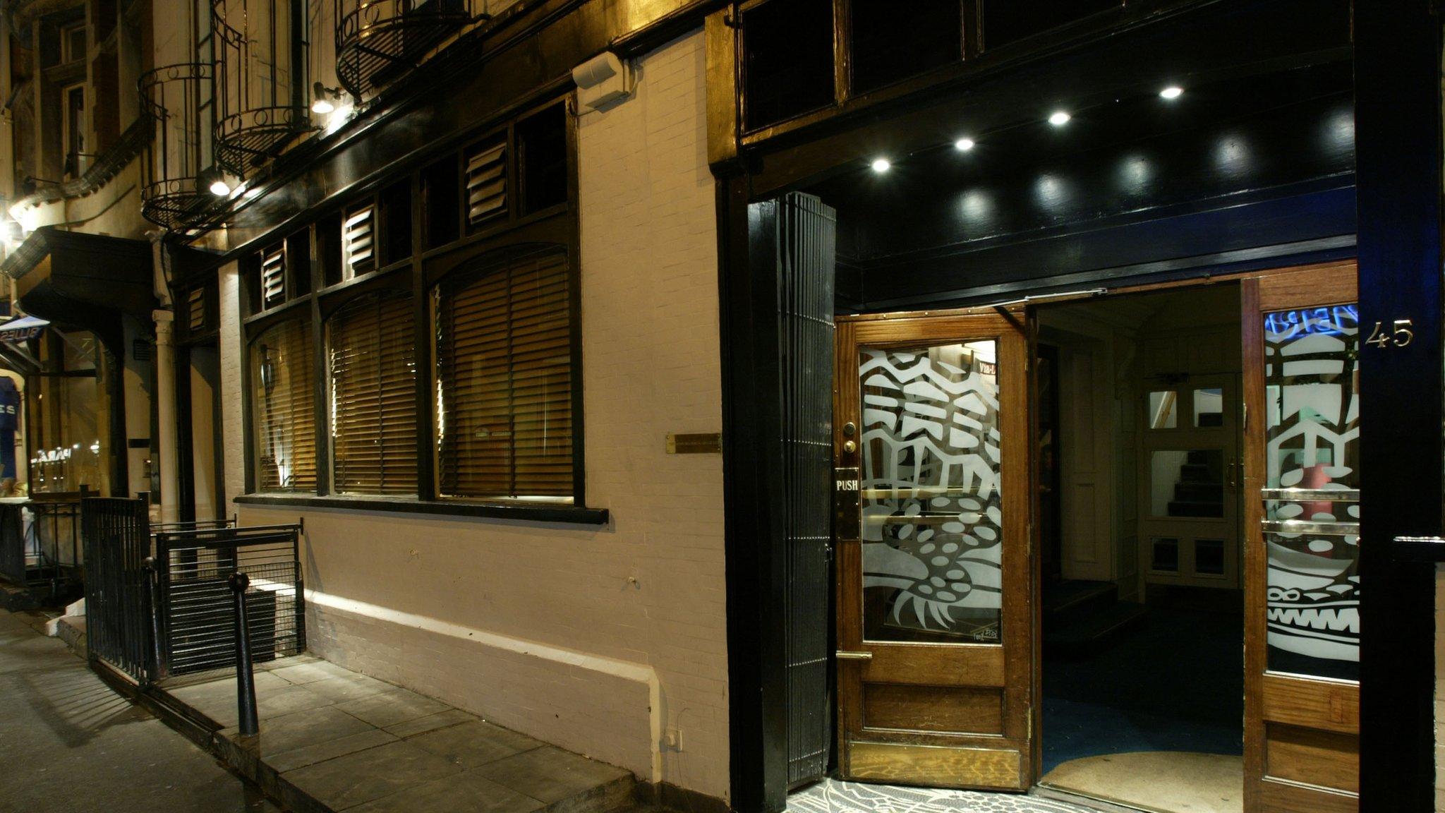 The Groucho Club is located on Dean Street in London