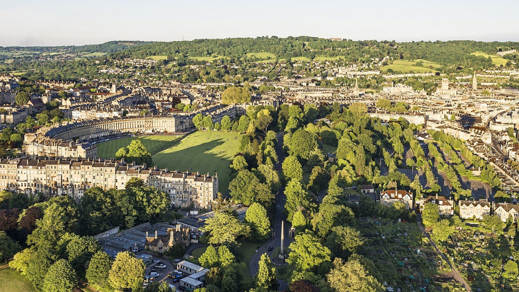 Aerial shot of Bath