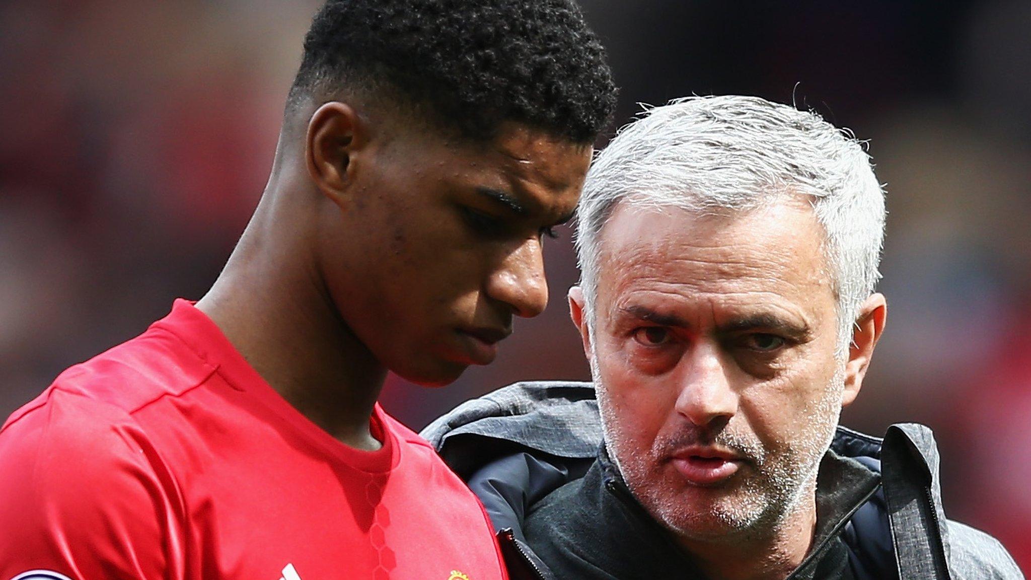 Man Utd manager Jose Mourinho and striker Marcus Rashford