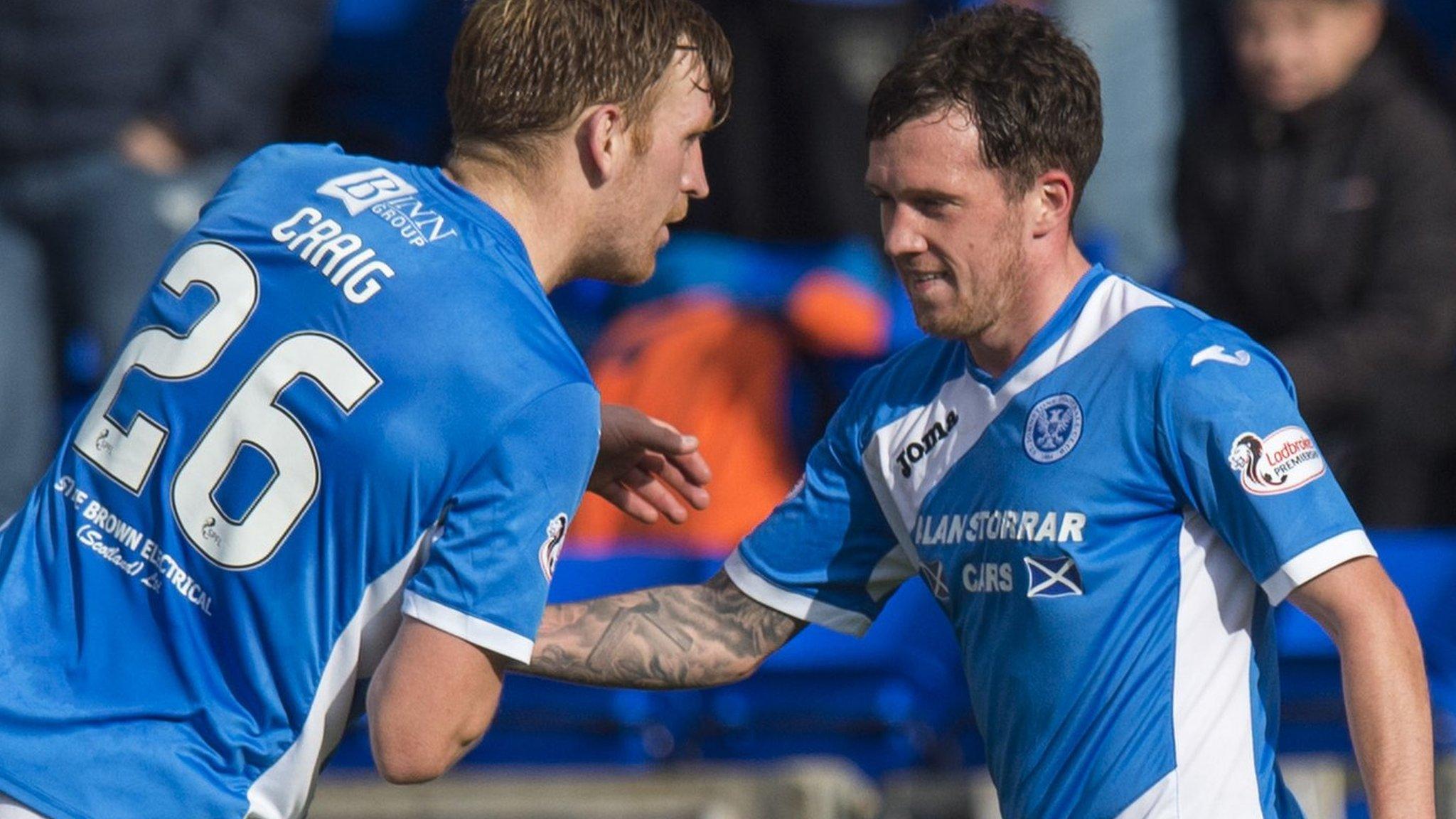 St Johnstone's Danny Swanson (right) celebrates with Liam Craig