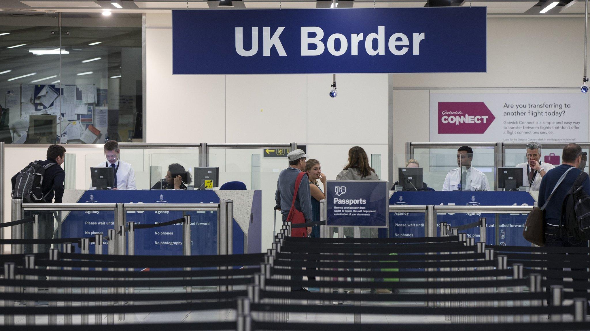 Passport control at Gatwick airport