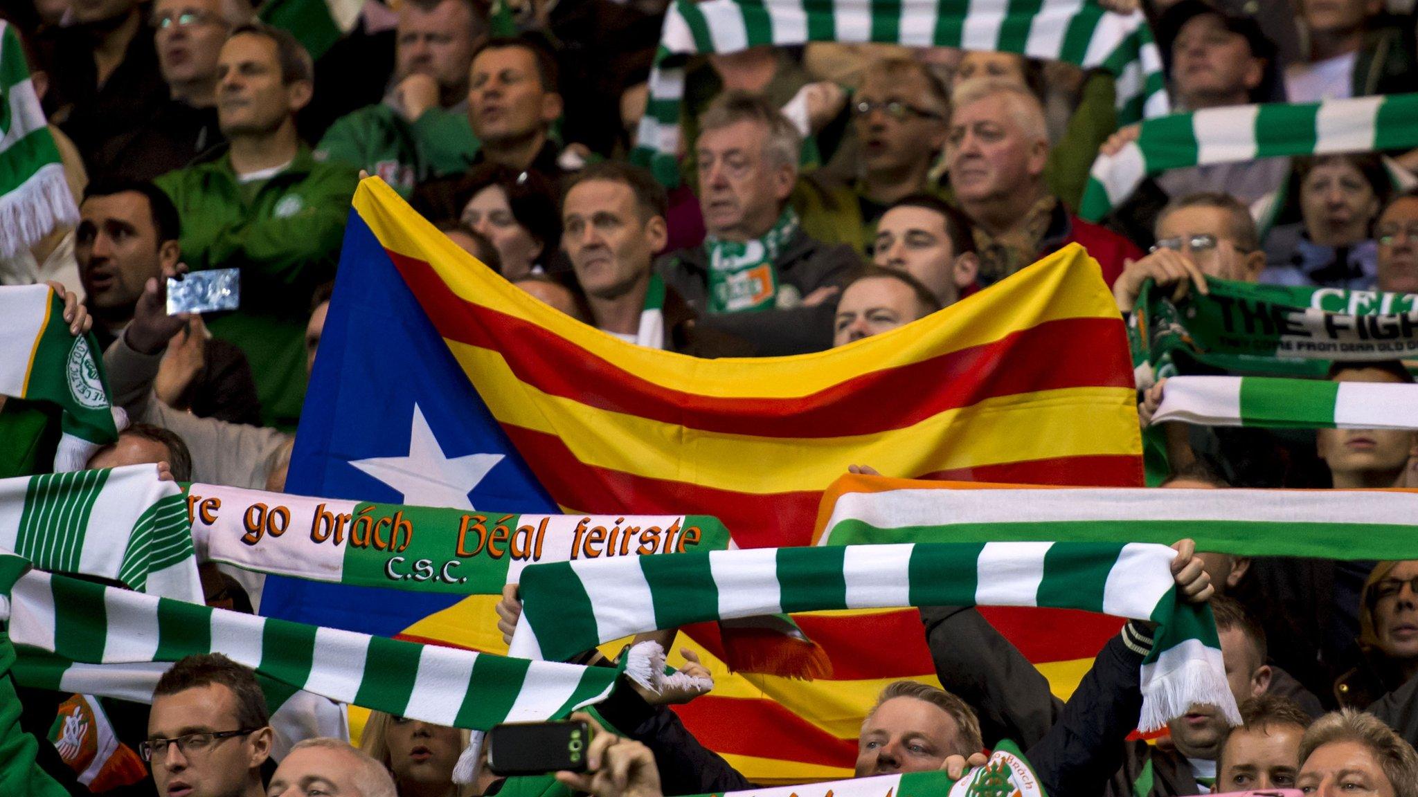 Fans display Celtic and Barcelona colours