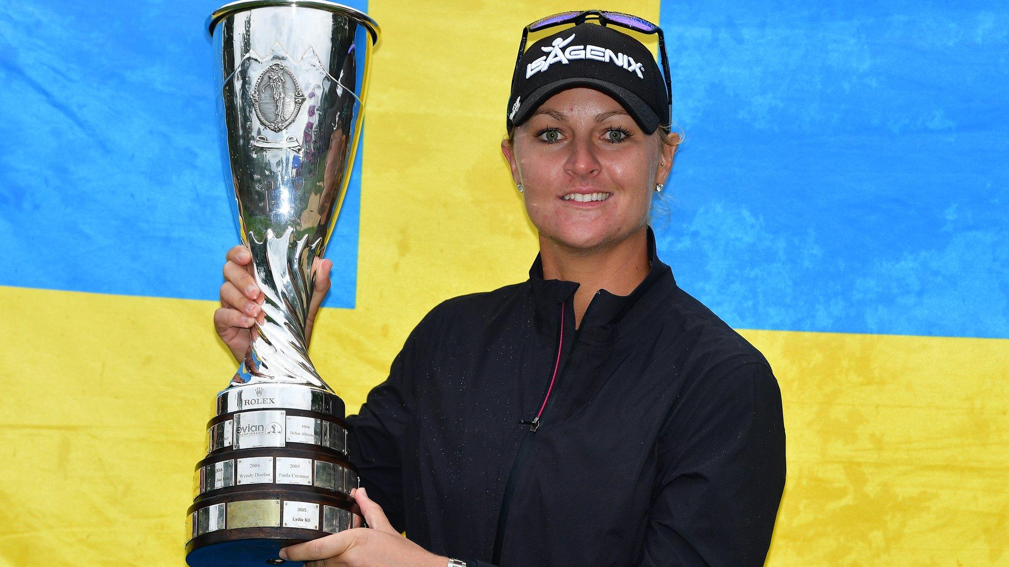 Anna Nordqvist with the Evian Championship trophy