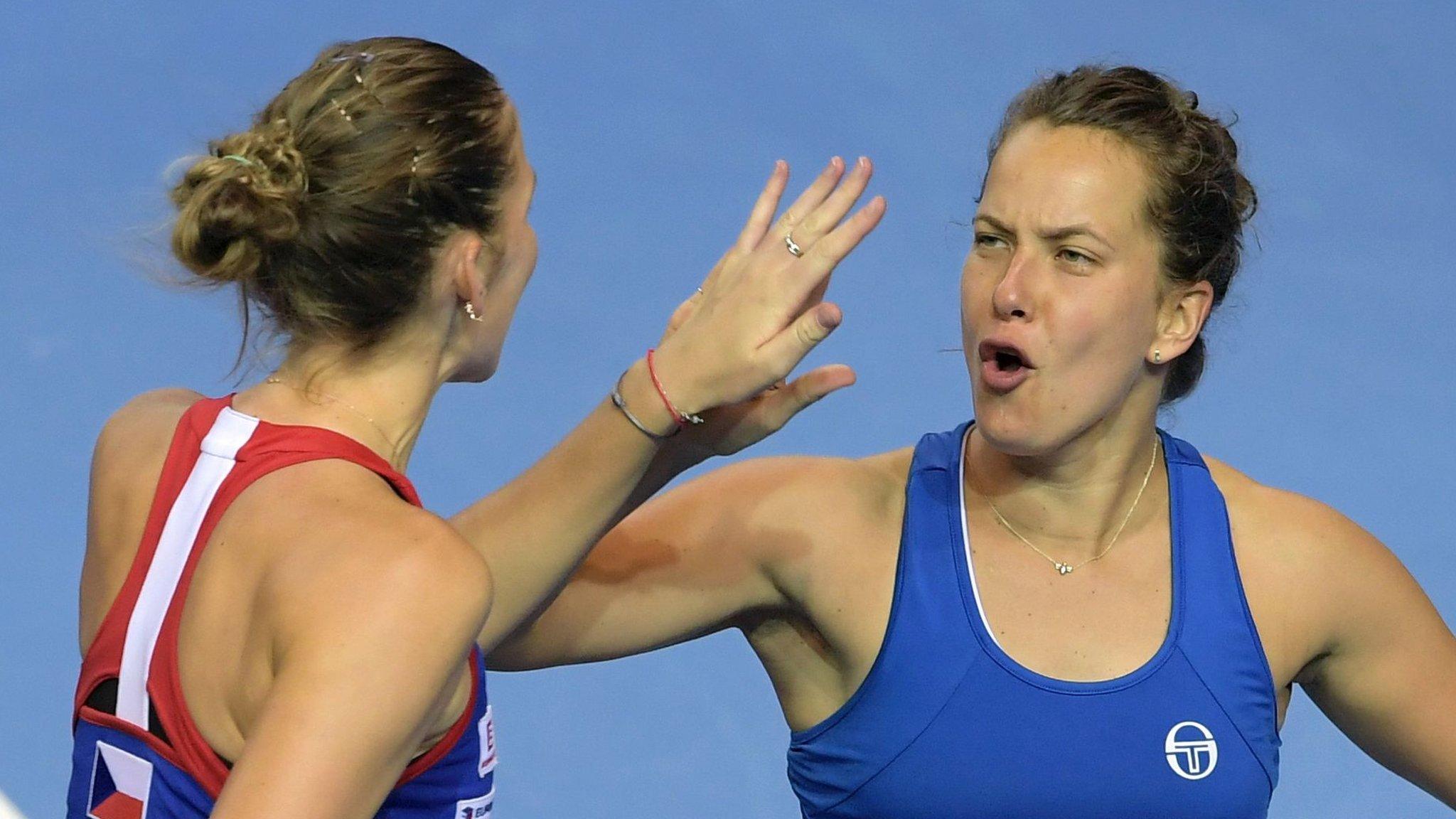 Czech Republic celebrate winning Fed Cup