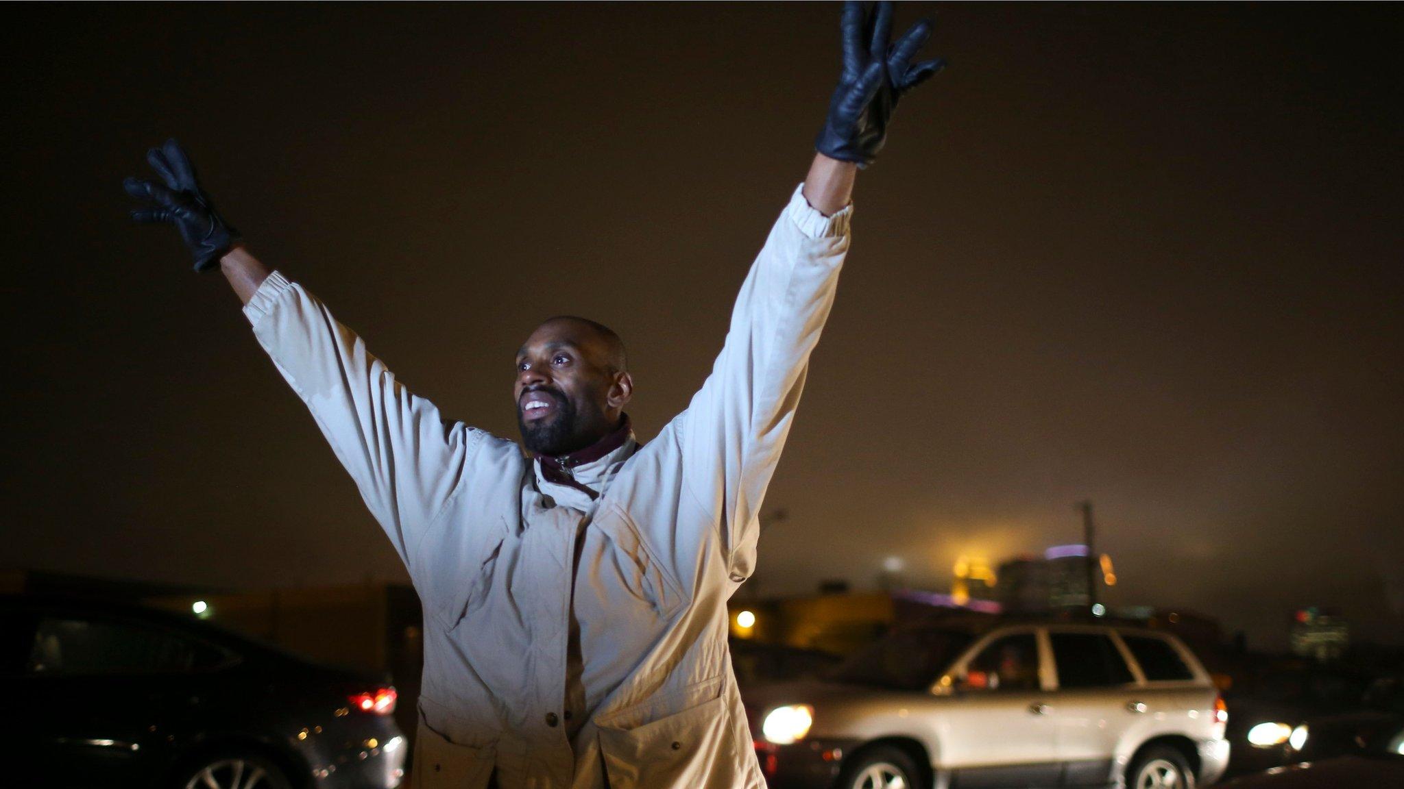 A protester in Minneapolis 16 November 2015