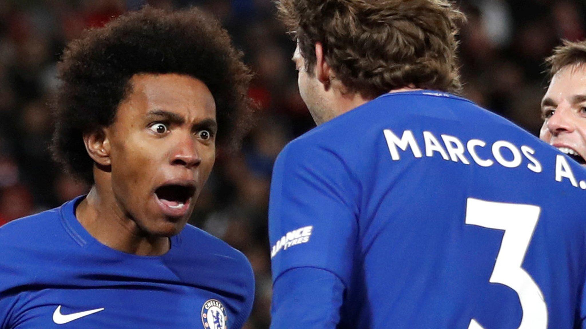 Chelsea's Willian celebrates equalising against Liverpool