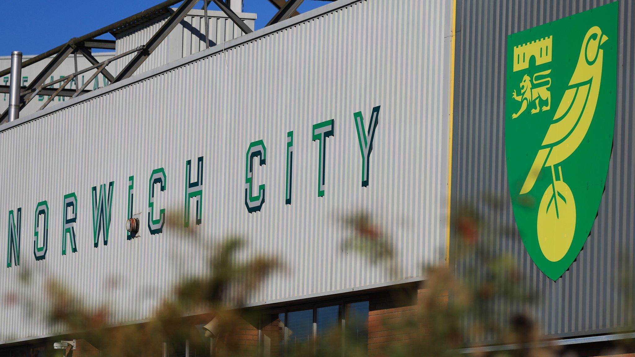 General view of signage at Norwich City's Carrow Road home ground