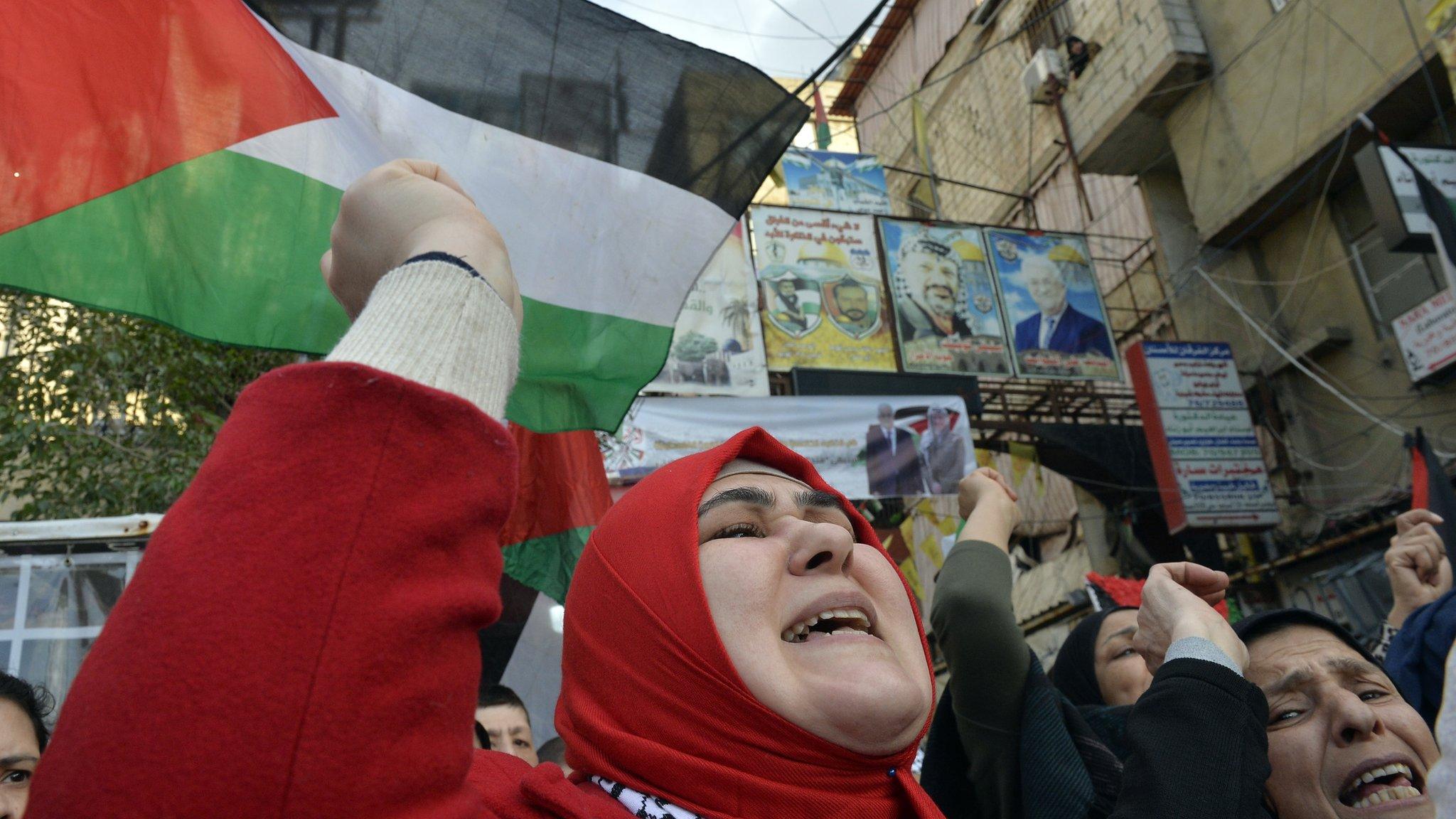 Palestinians protest against President Trump's Middle East peace plan