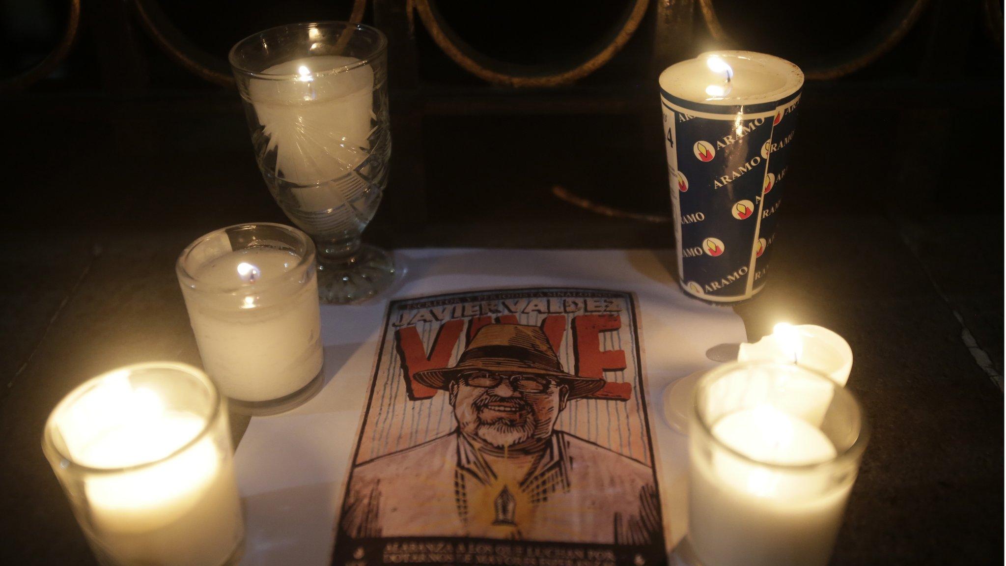 A memorial for killed journalist Javier Valdez