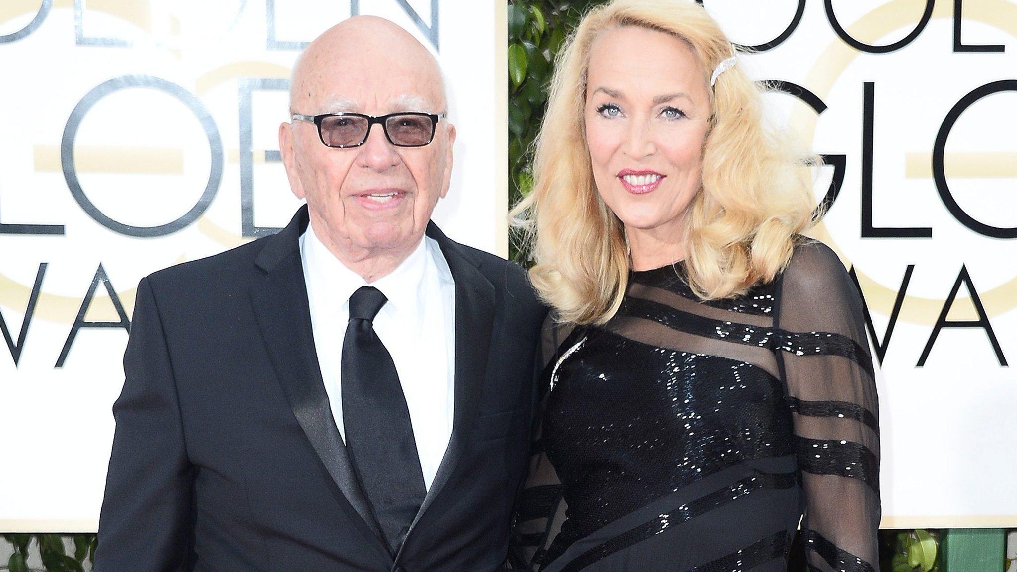 Rupert Murdoch and Jerry Hall at the Golden Globe Awards in Los Angeles on 10