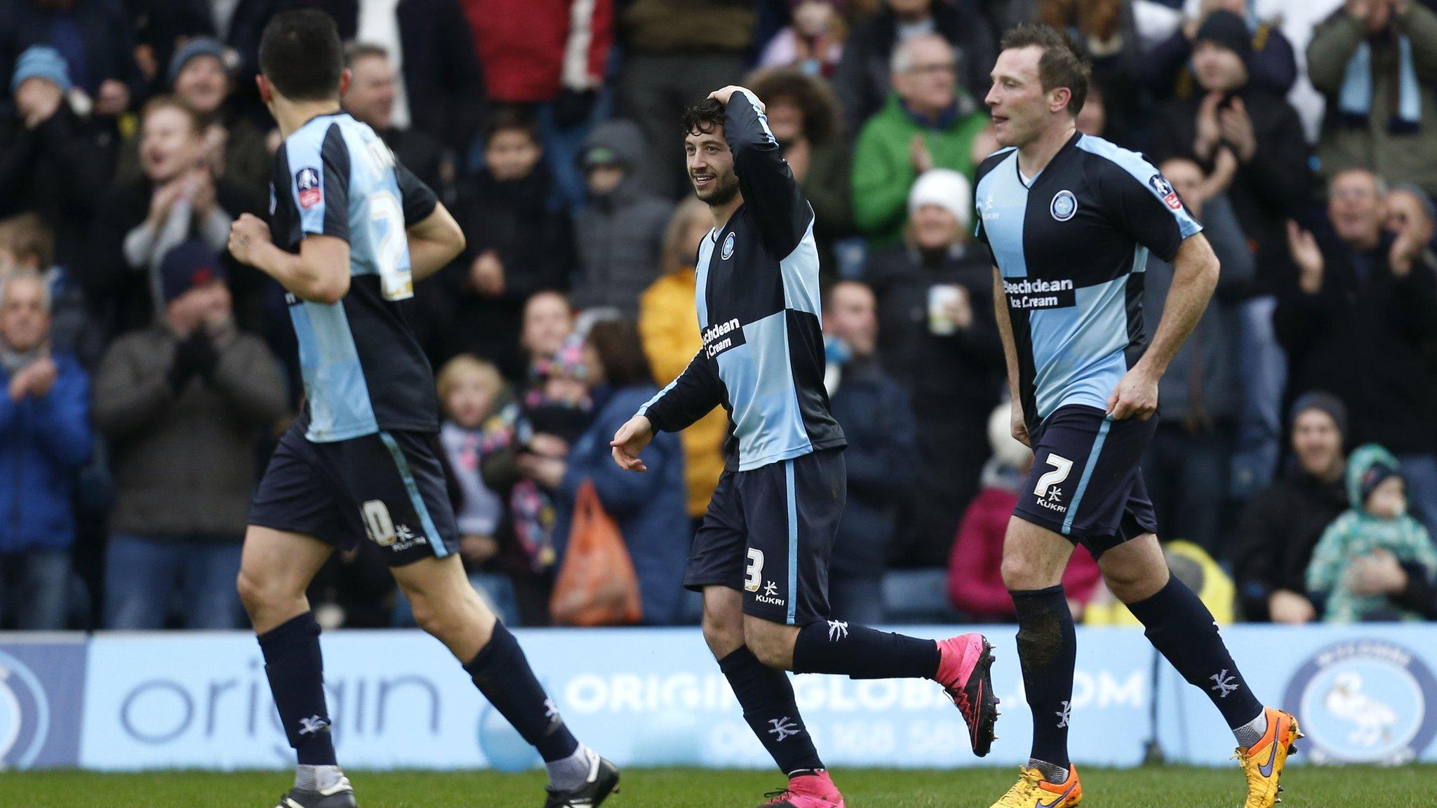 Wycombe celebrate equalising against Aston Villa