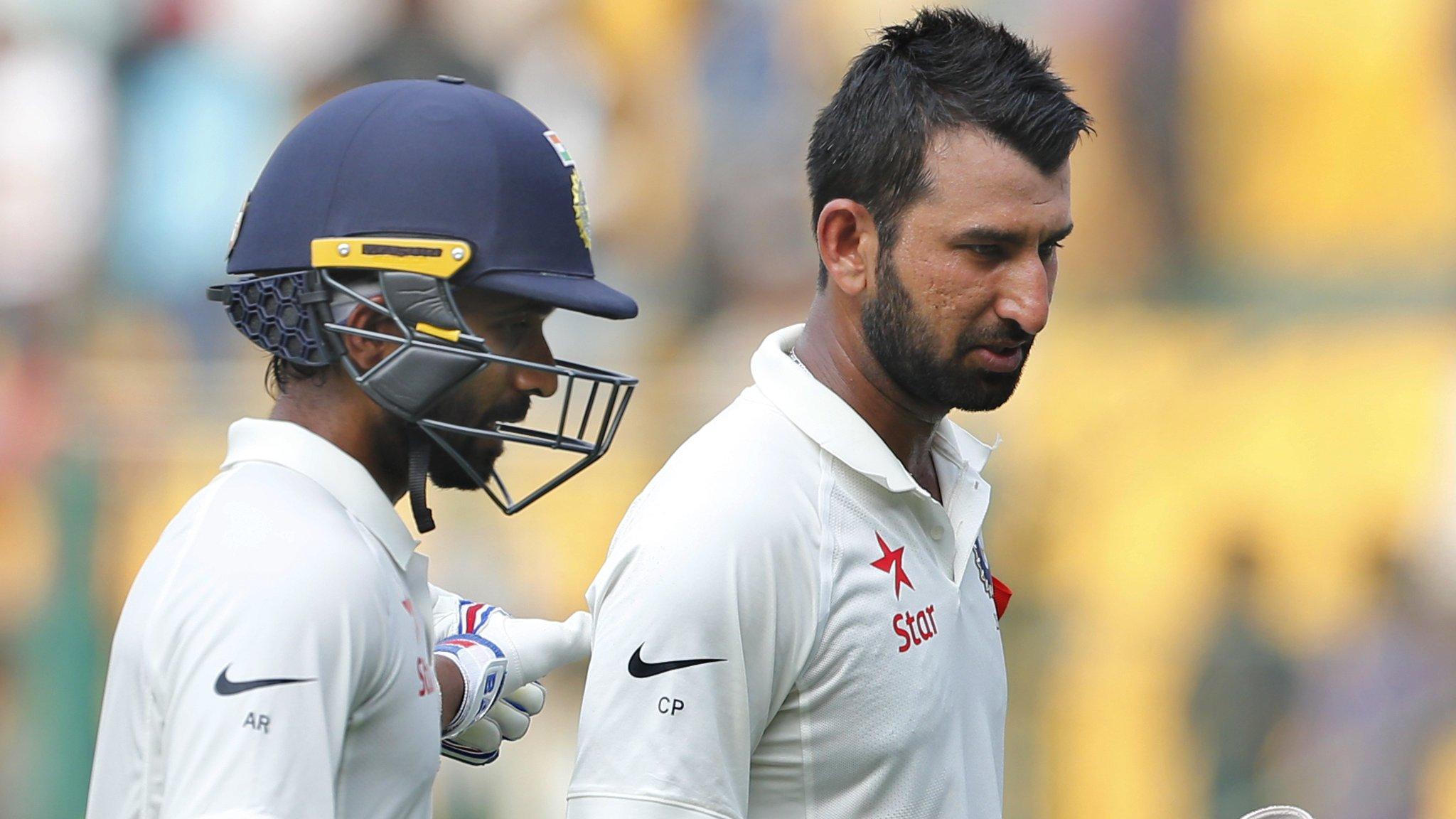 Ajinkya Rahane (left) and Cheteshwar Pujara