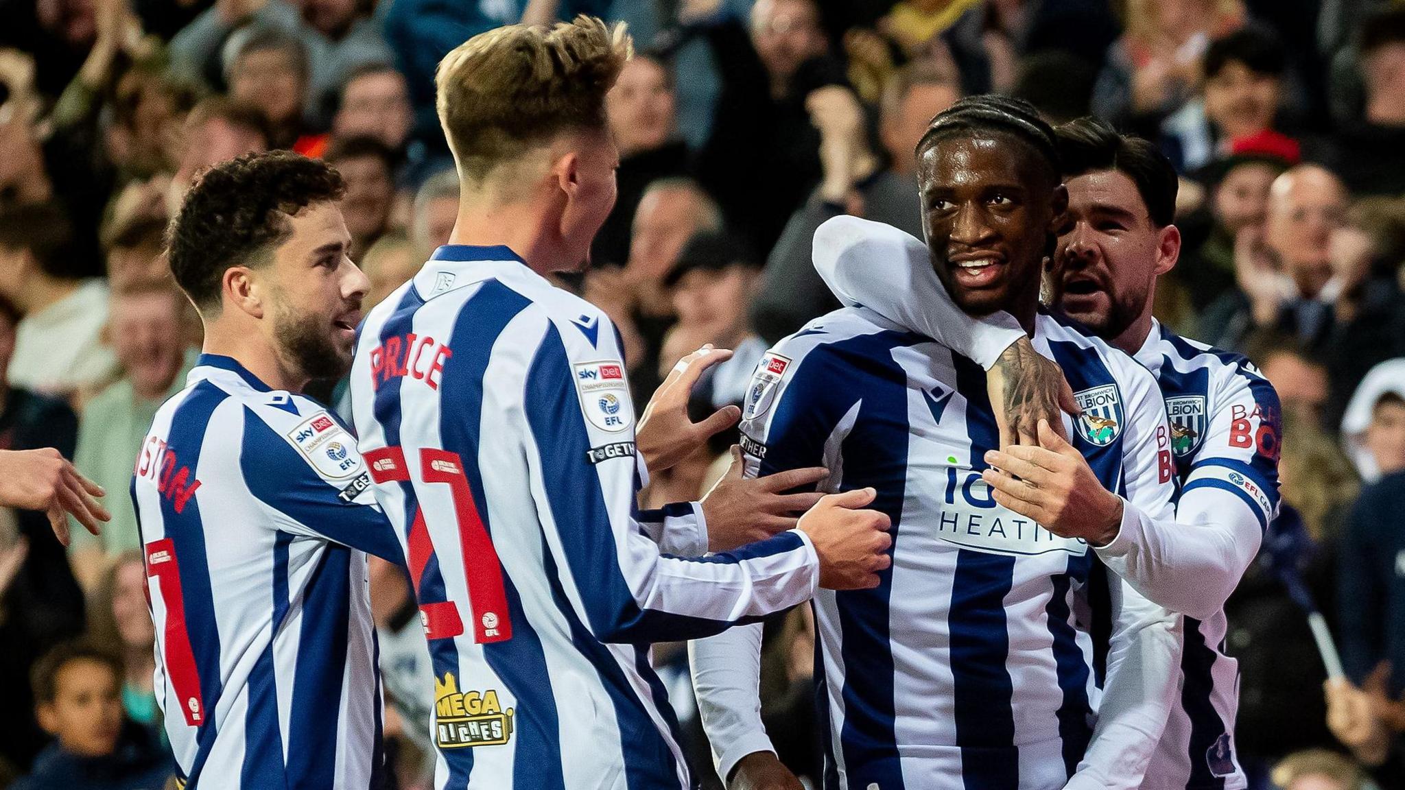 Samuel Iling-Junior celebrates a West Bromwich Albion goal