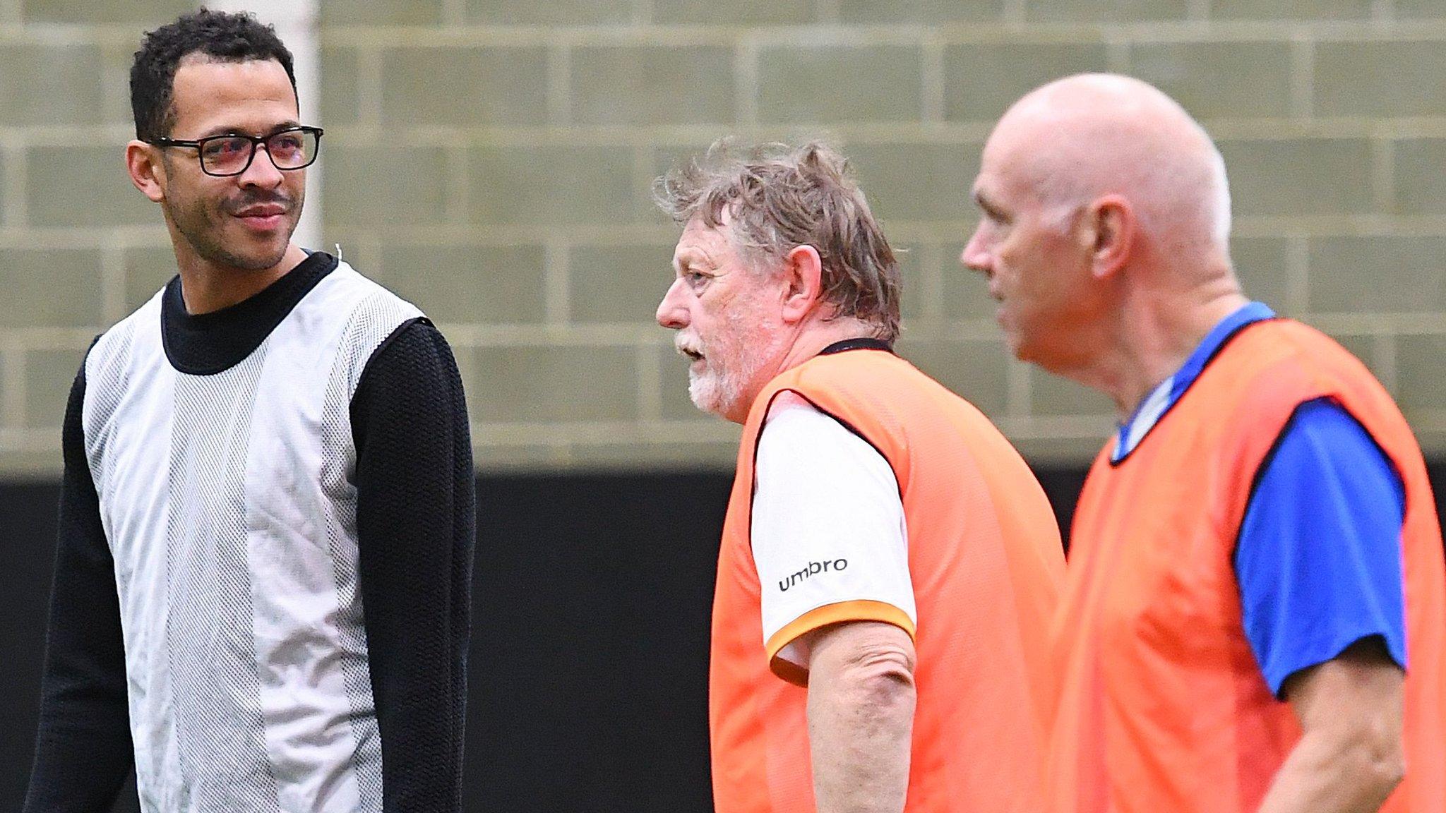 Hull manager Liam Rosenior playing walking football