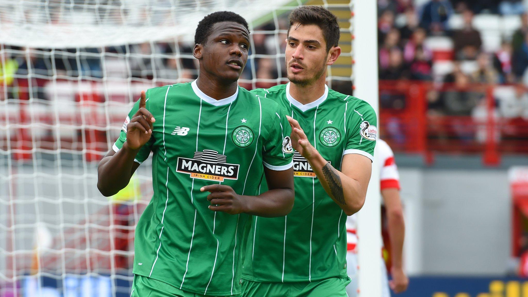 Dedryck Boyata celebrates his goal for Celtic