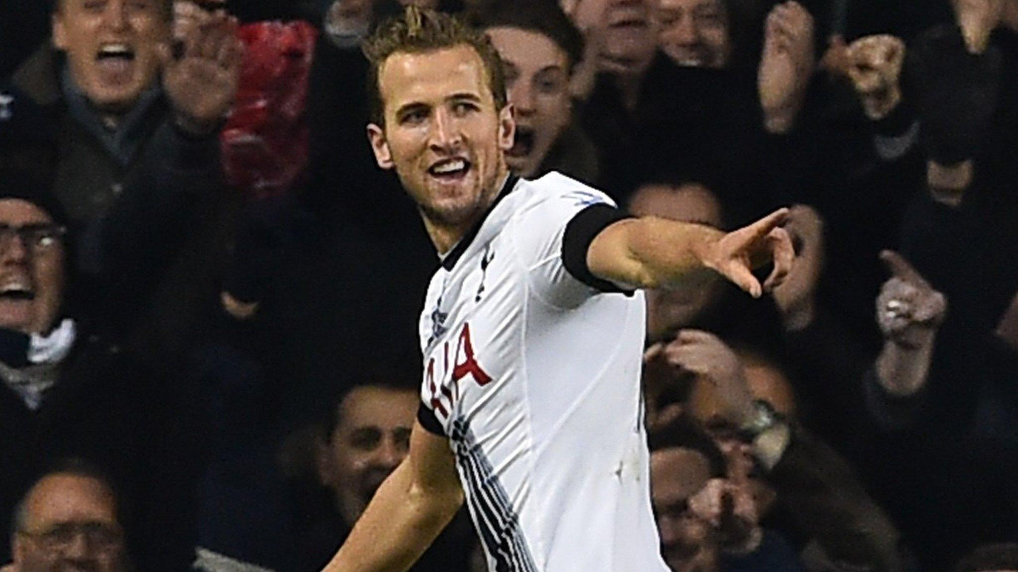 Harry Kane celebrates scoring for Tottenham