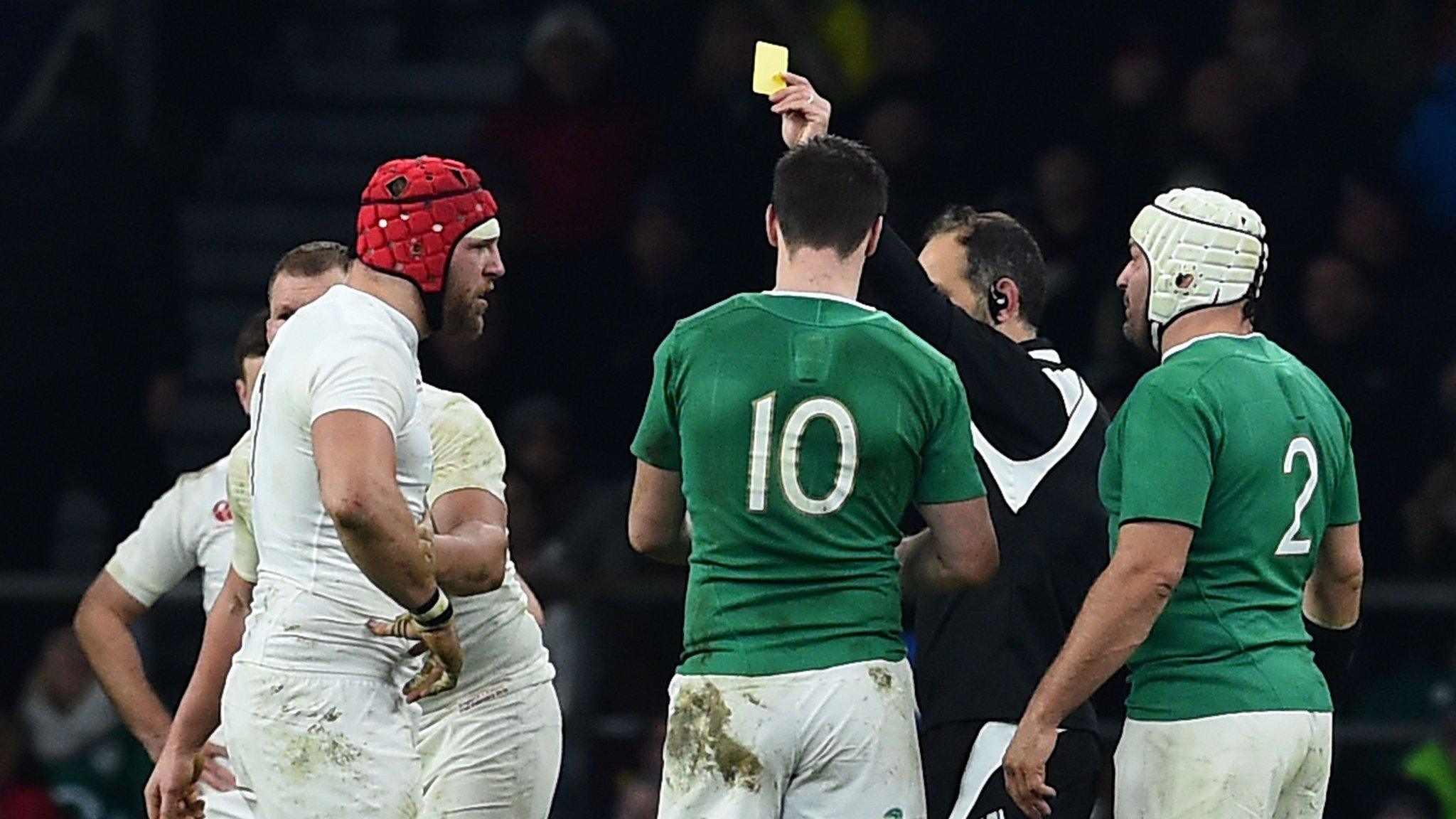 James Haskell is shown a yellow card