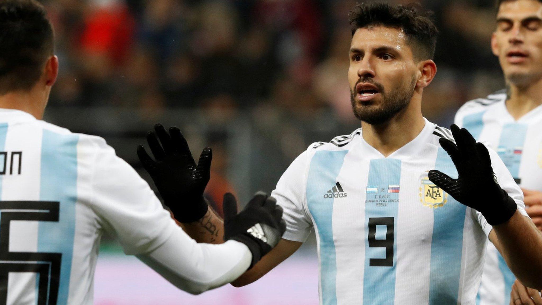 Sergio Aguero celebrates scoring