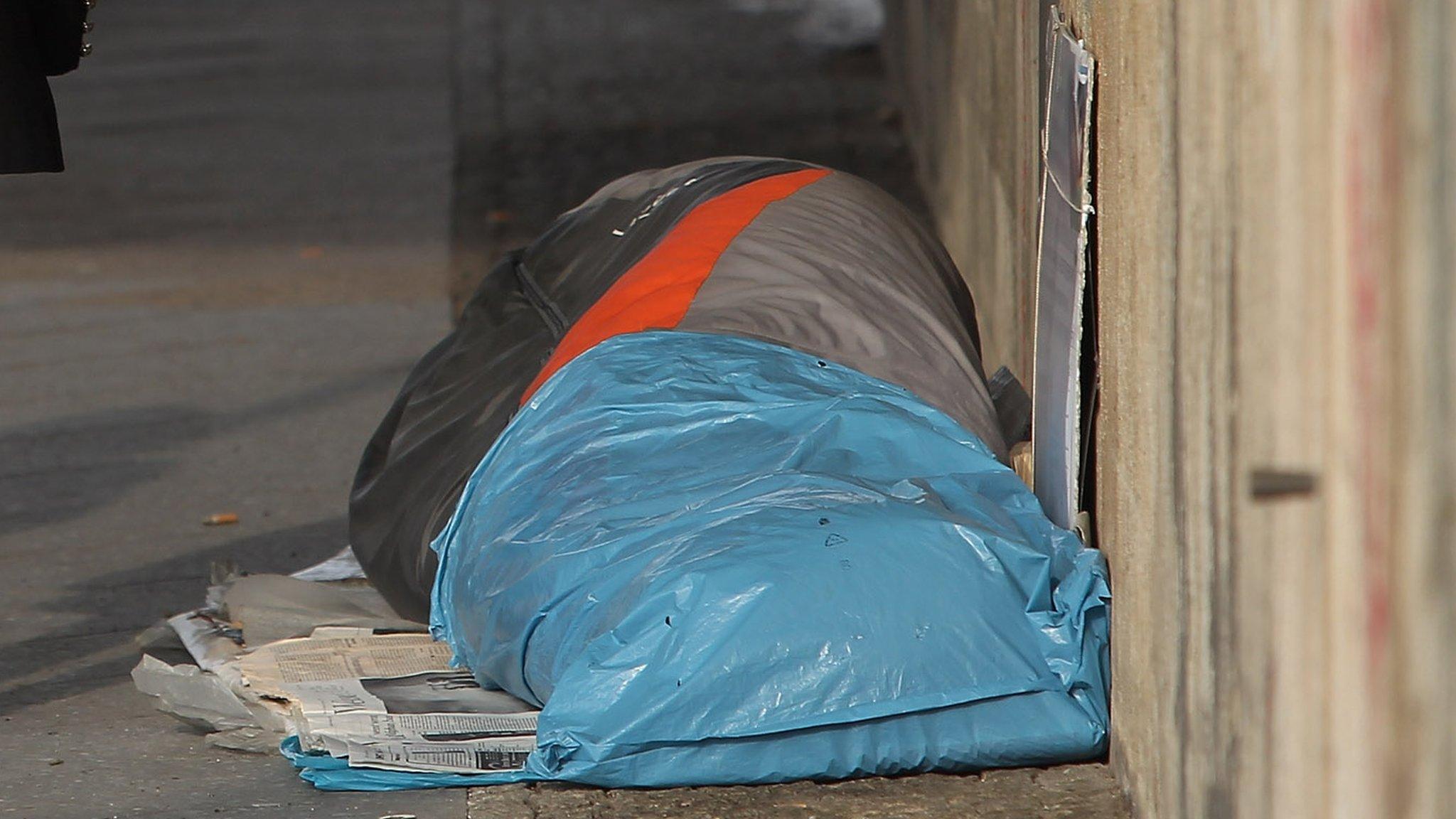 File image of homeless person in sleeping bag