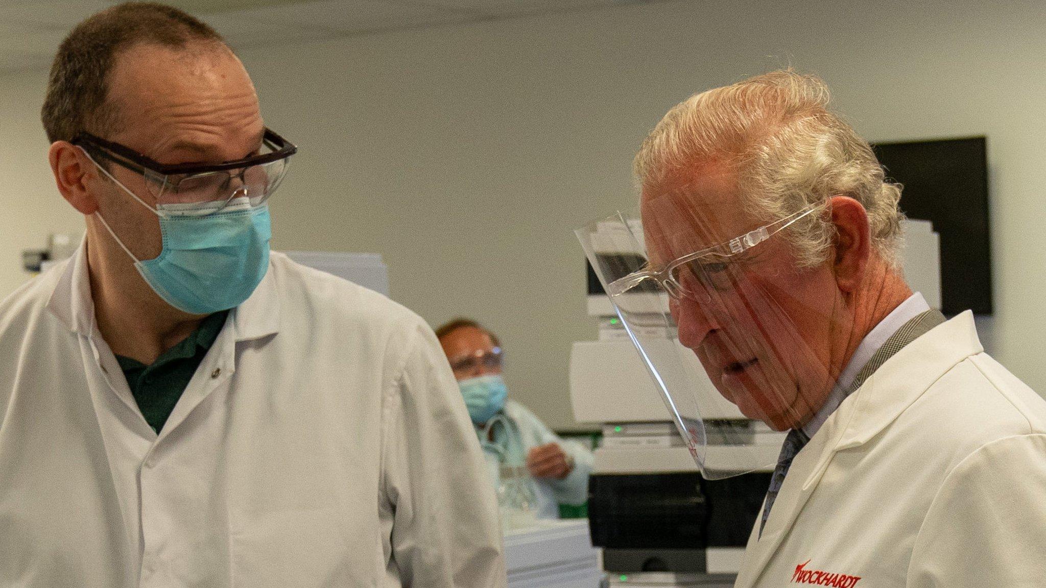 Prince Charles meets scientists at the Wockhardt factory in Wrexham