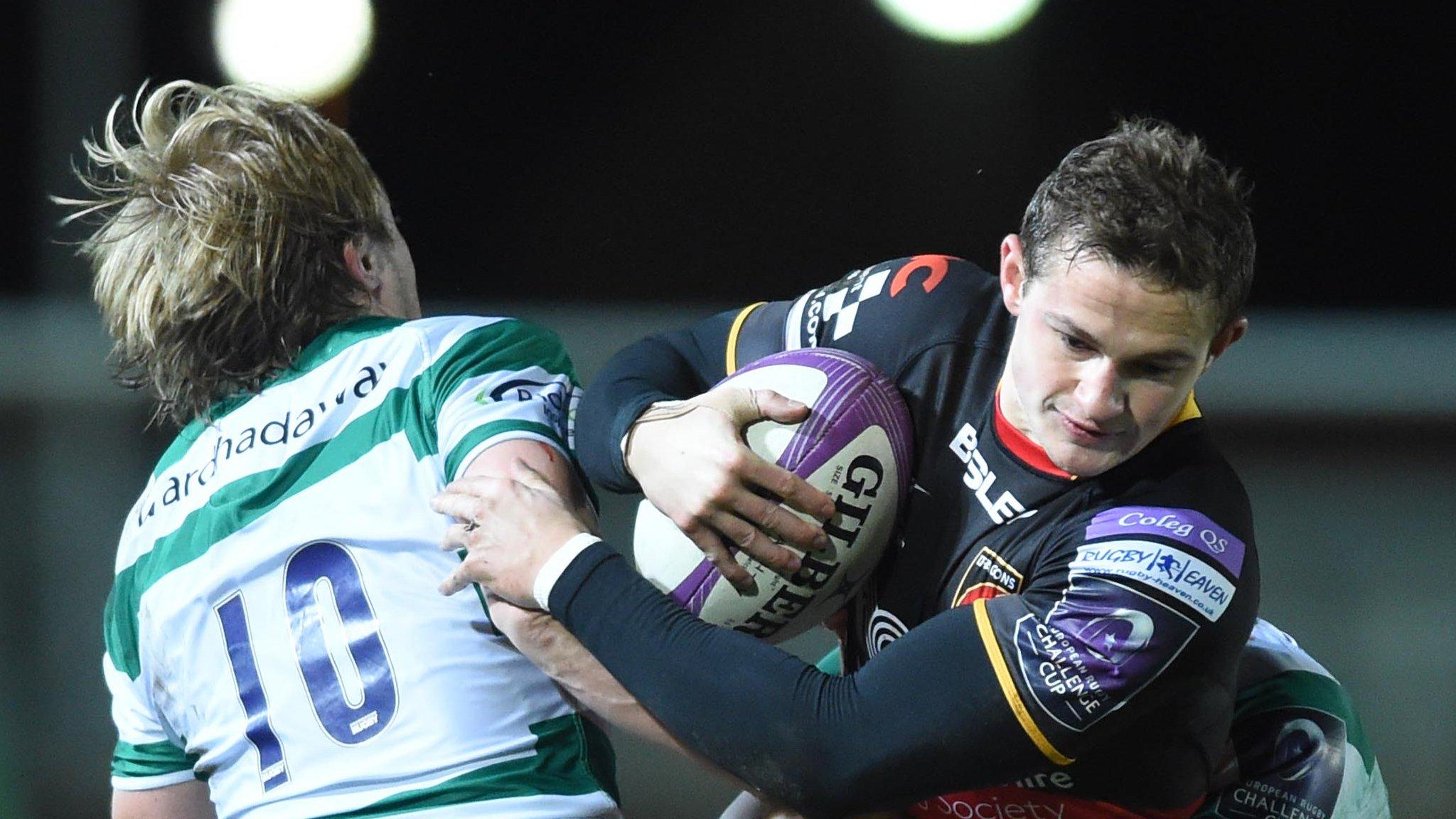 Hallam Amos tries and fails to break through Newcastle's defence