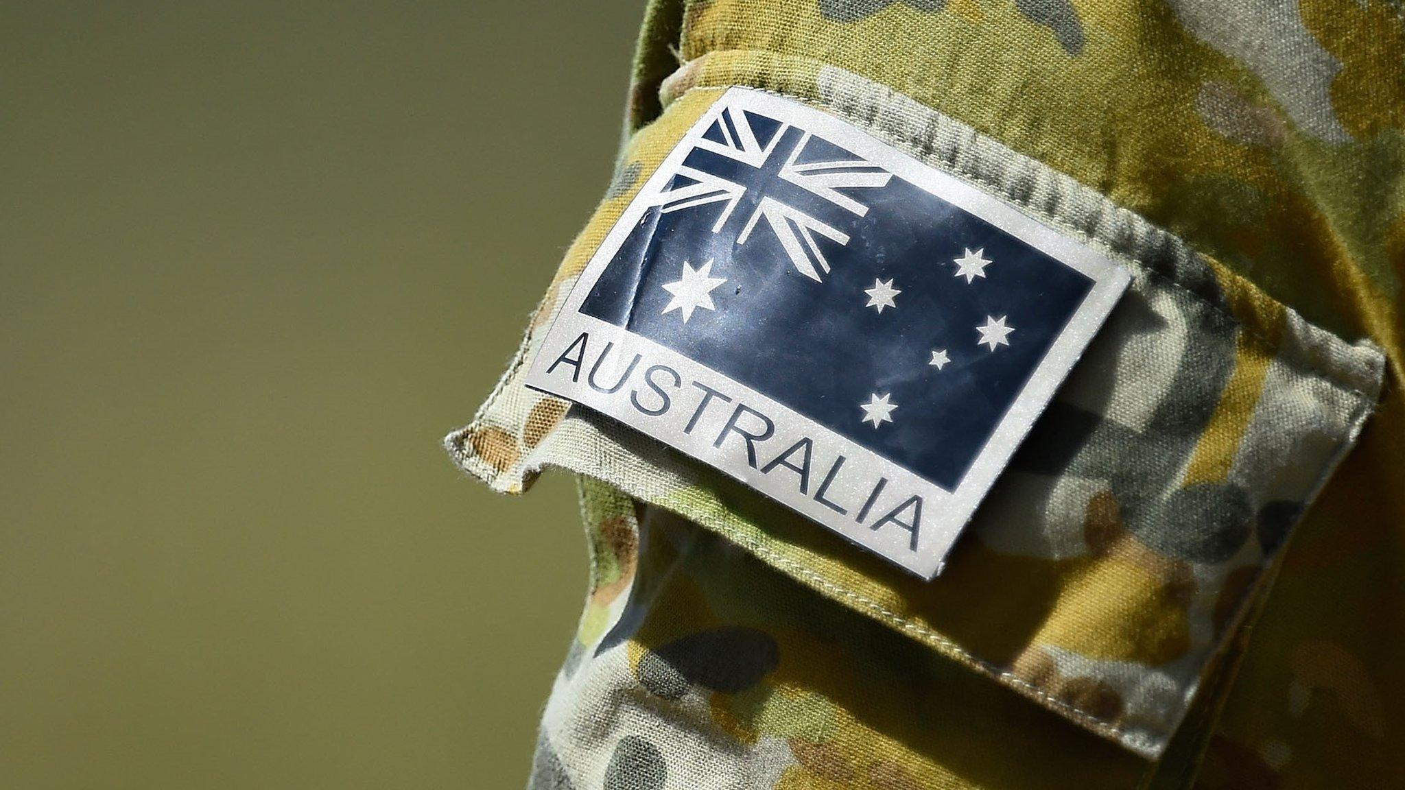 Australia flag badge on the uniform of an ADF member.