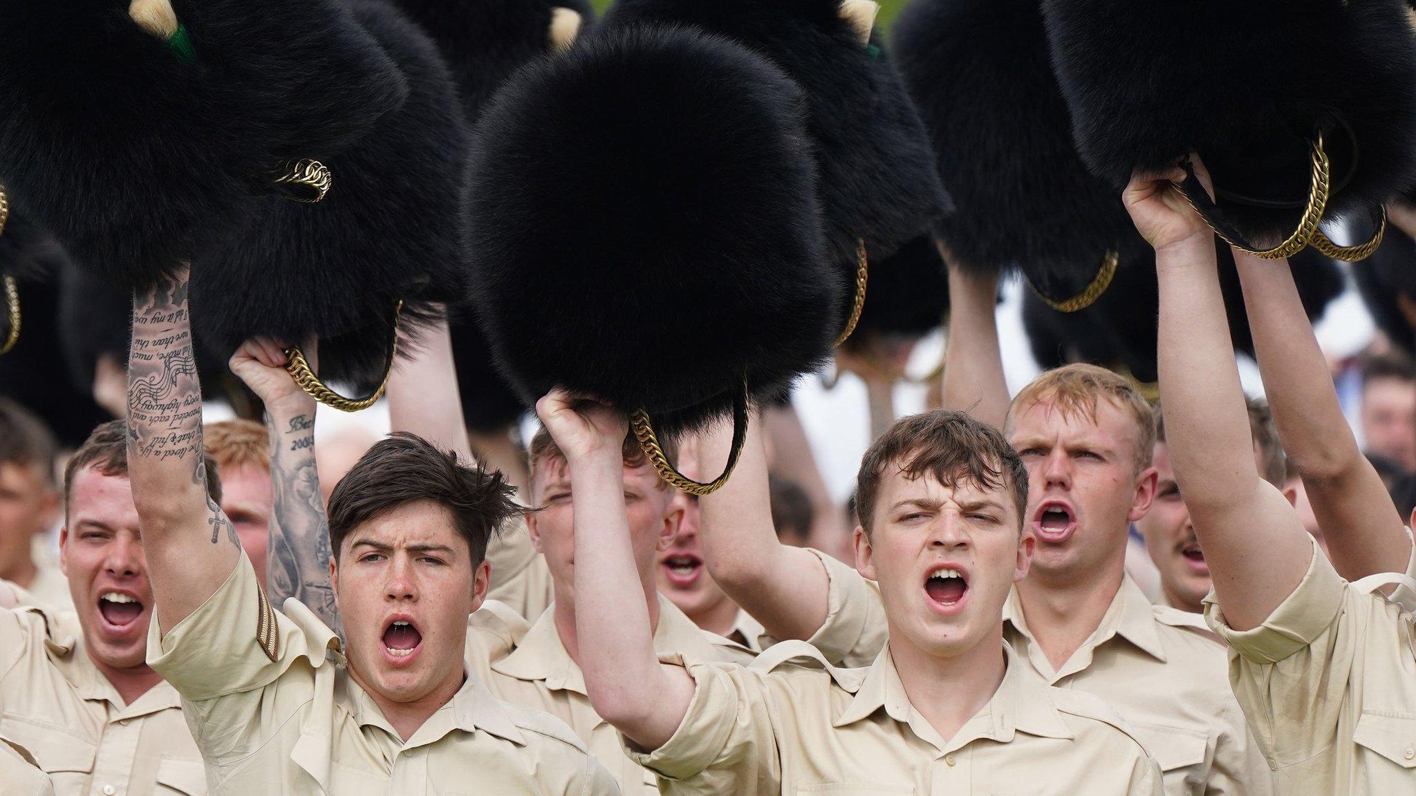 Welsh Guards rehearsing